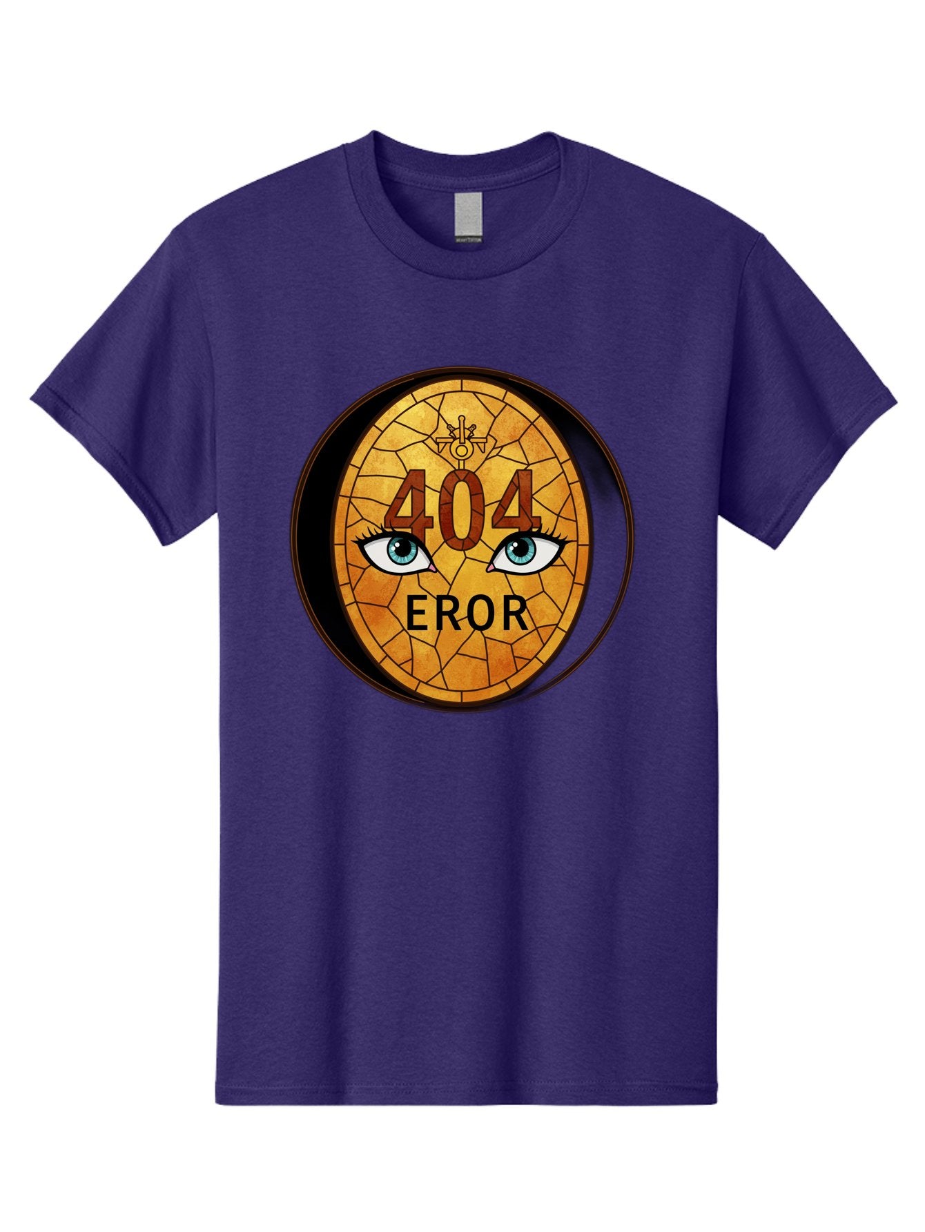 404-Error-7 Men'S Graphic Tee, 100% Cotton, Comfortable Casual Summer Wear, Machine Washable, 404 Error Message, Stained Glass Art, Mysterious Eyes, Website Error, Broken Link, Technical Issue, Surreal Design, Eye-Catching Graphic, Baa081 5