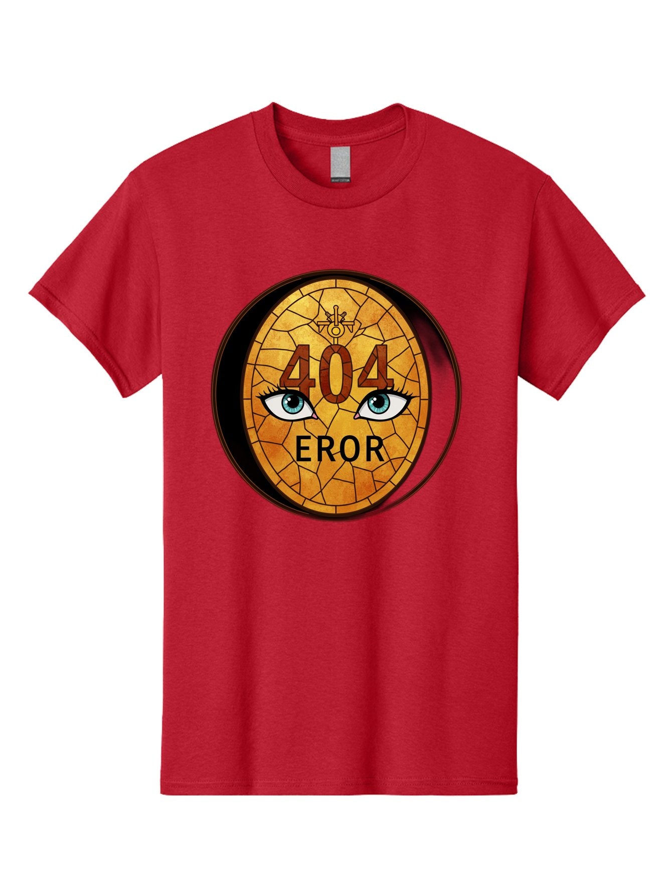 404-Error-7 Men'S Graphic Tee, 100% Cotton, Comfortable Casual Summer Wear, Machine Washable, 404 Error Message, Stained Glass Art, Mysterious Eyes, Website Error, Broken Link, Technical Issue, Surreal Design, Eye-Catching Graphic, Baa081 13