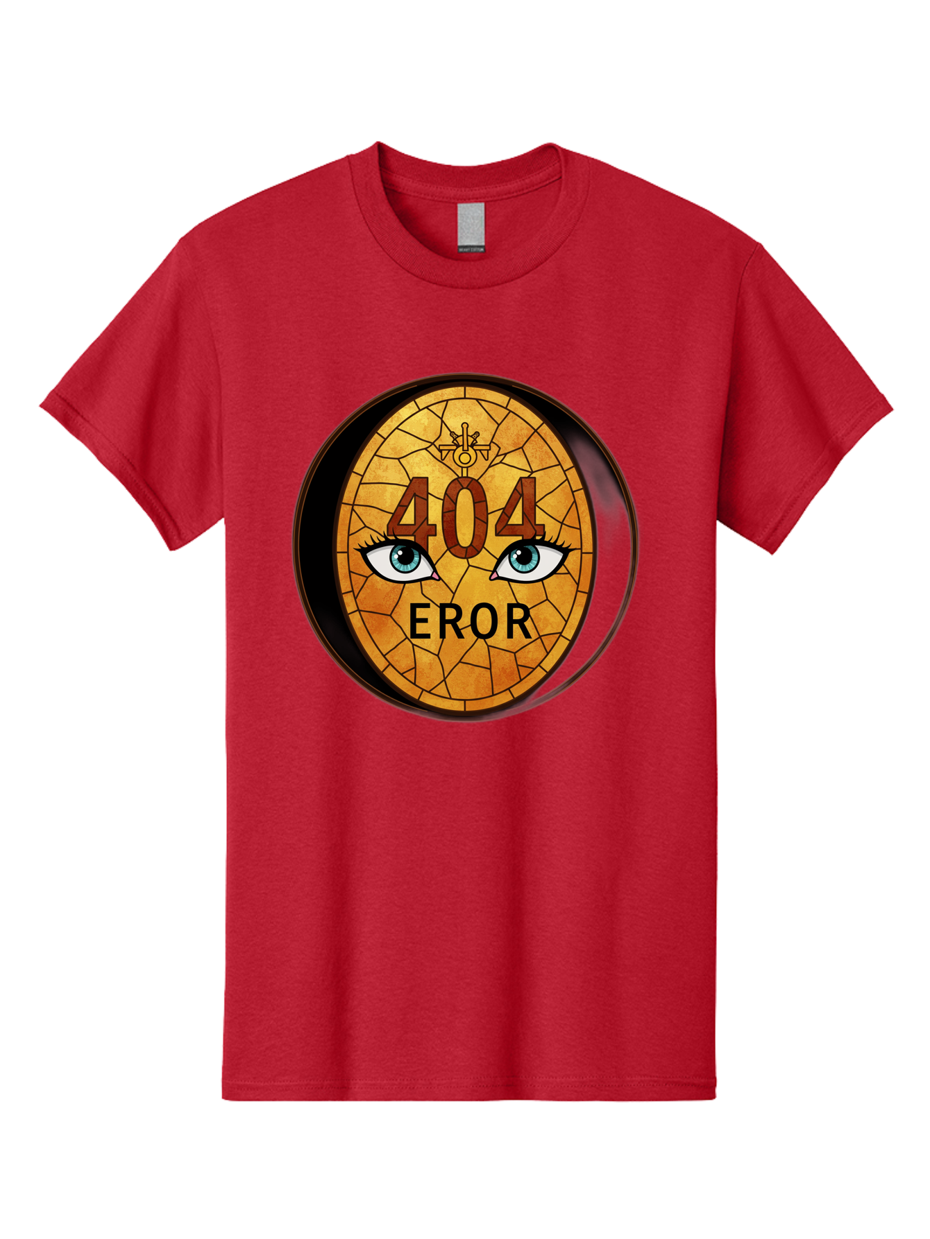 404-Error-7 Men'S Graphic Tee, 100% Cotton, Comfortable Casual Summer Wear, Machine Washable, 404 Error Message, Stained Glass Art, Mysterious Eyes, Website Error, Broken Link, Technical Issue, Surreal Design, Eye-Catching Graphic, Baa081 29