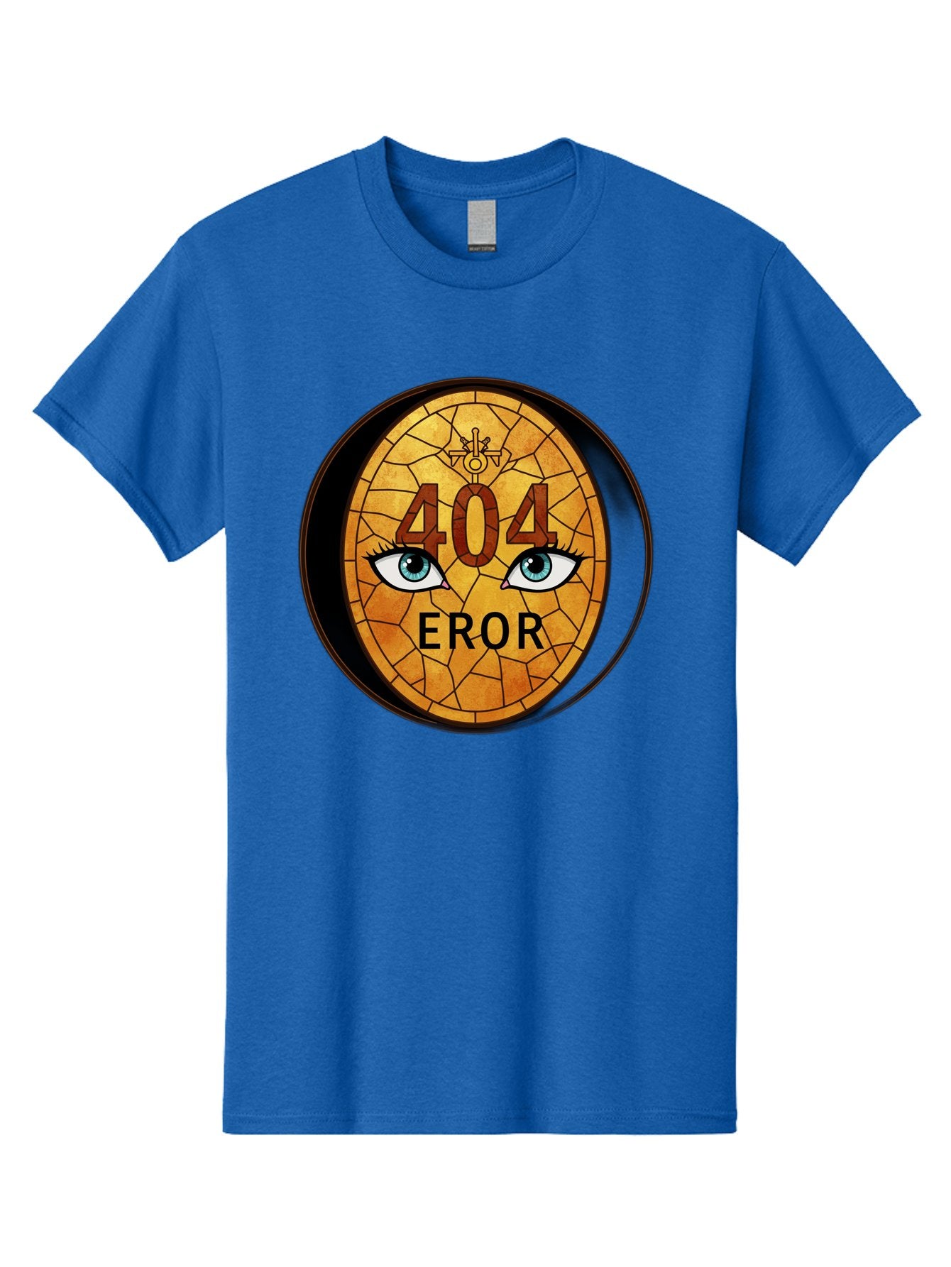 404-Error-7 Men'S Graphic Tee, 100% Cotton, Comfortable Casual Summer Wear, Machine Washable, 404 Error Message, Stained Glass Art, Mysterious Eyes, Website Error, Broken Link, Technical Issue, Surreal Design, Eye-Catching Graphic, Baa081 14