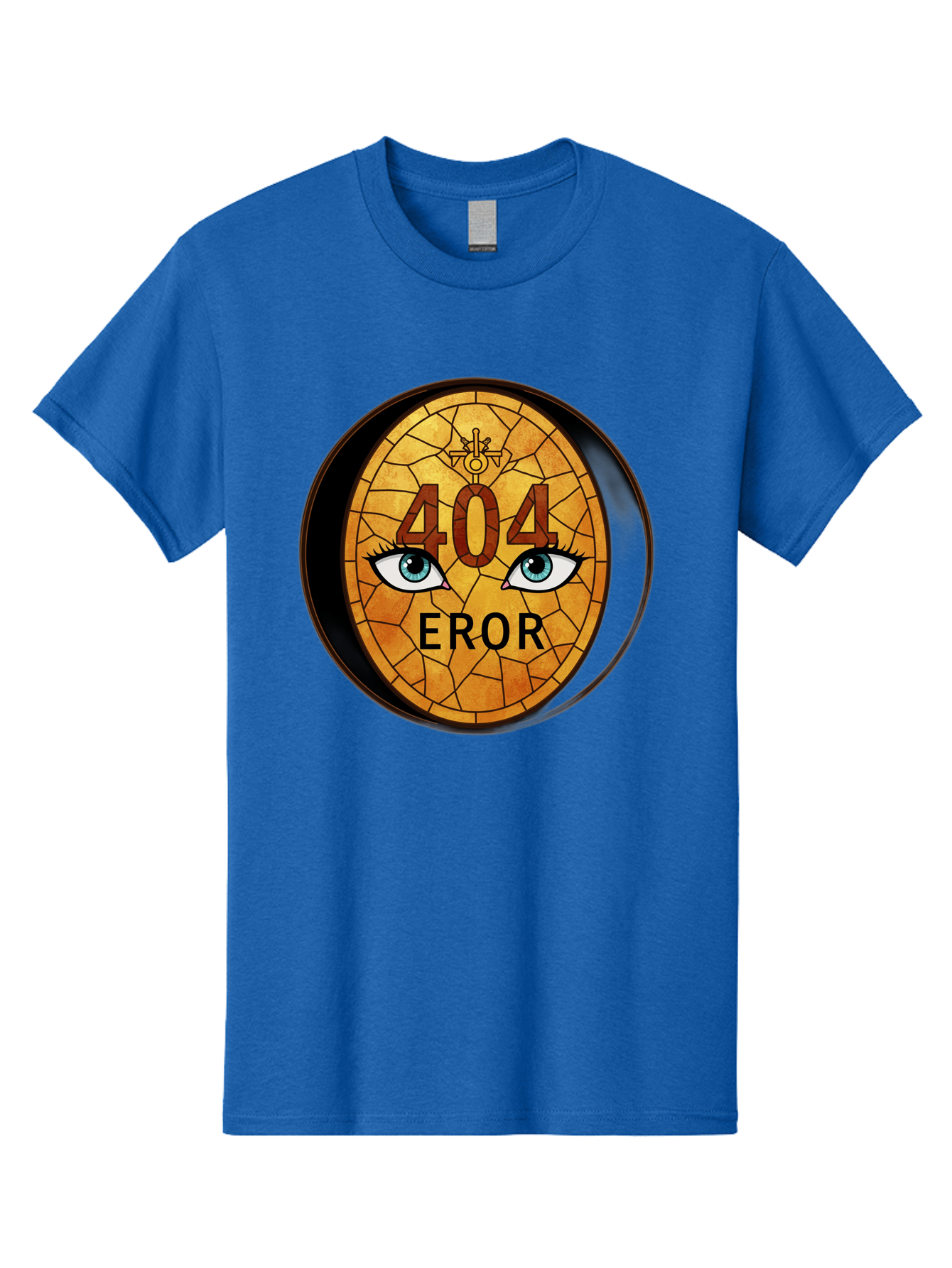 404-Error-7 Men'S Graphic Tee, 100% Cotton, Comfortable Casual Summer Wear, Machine Washable, 404 Error Message, Stained Glass Art, Mysterious Eyes, Website Error, Broken Link, Technical Issue, Surreal Design, Eye-Catching Graphic, Baa081 3