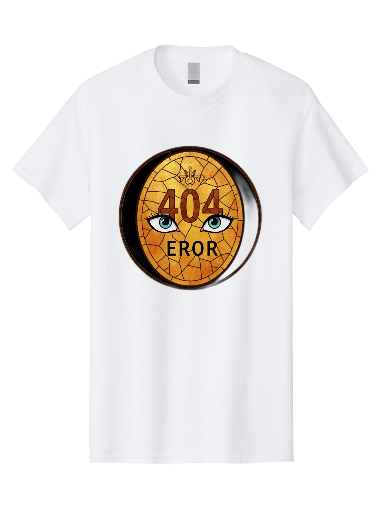 404-Error-7 Men'S Graphic Tee, 100% Cotton, Comfortable Casual Summer Wear, Machine Washable, 404 Error Message, Stained Glass Art, Mysterious Eyes, Website Error, Broken Link, Technical Issue, Surreal Design, Eye-Catching Graphic, Baa081 6
