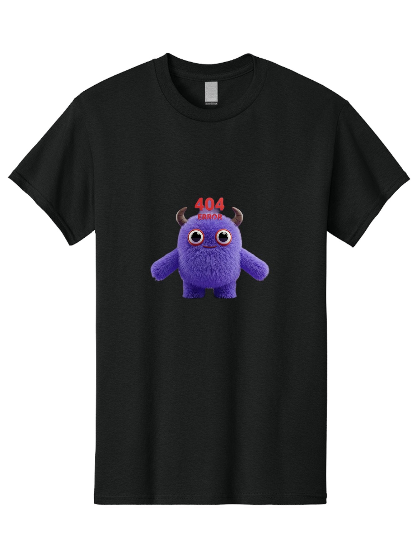 404-Error-9 Men'S Graphic Tee, 100% Cotton, Comfortable Casual Summer Wear, Machine Washable, Purple Monster With Horns, 404 Error Message, Cartoon Character, Funny Illustration, Error Page, Page Not Found, Playful Design, Whimsical Creature Baa083