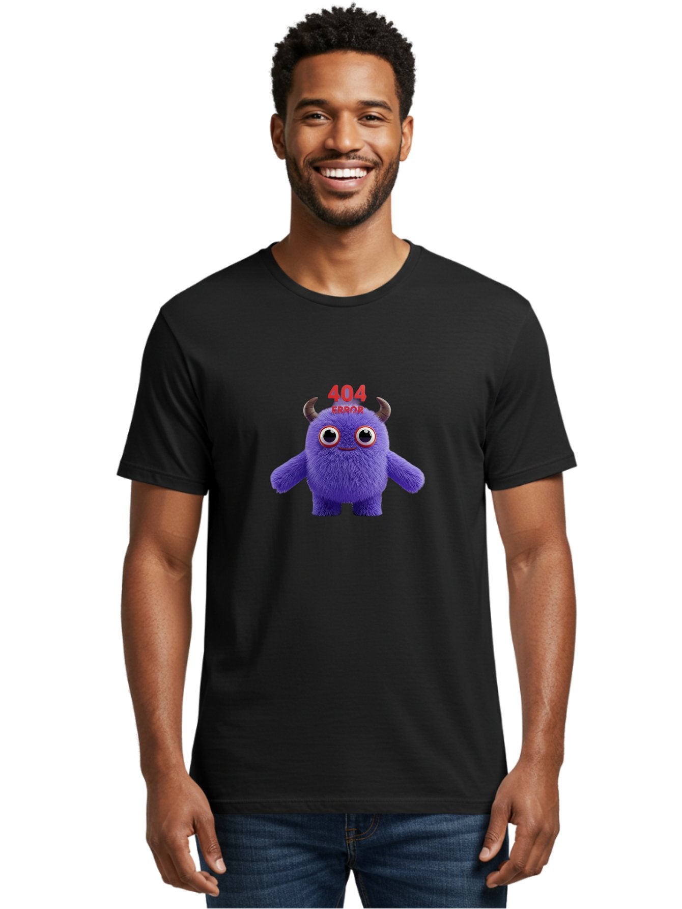404-Error-9 Men'S Graphic Tee, 100% Cotton, Comfortable Casual Summer Wear, Machine Washable, Purple Monster With Horns, 404 Error Message, Cartoon Character, Funny Illustration, Error Page, Page Not Found, Playful Design, Whimsical Creature Baa083 21