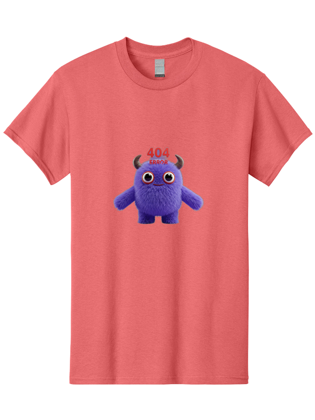 404-Error-9 Men'S Graphic Tee, 100% Cotton, Comfortable Casual Summer Wear, Machine Washable, Purple Monster With Horns, 404 Error Message, Cartoon Character, Funny Illustration, Error Page, Page Not Found, Playful Design, Whimsical Creature Baa083