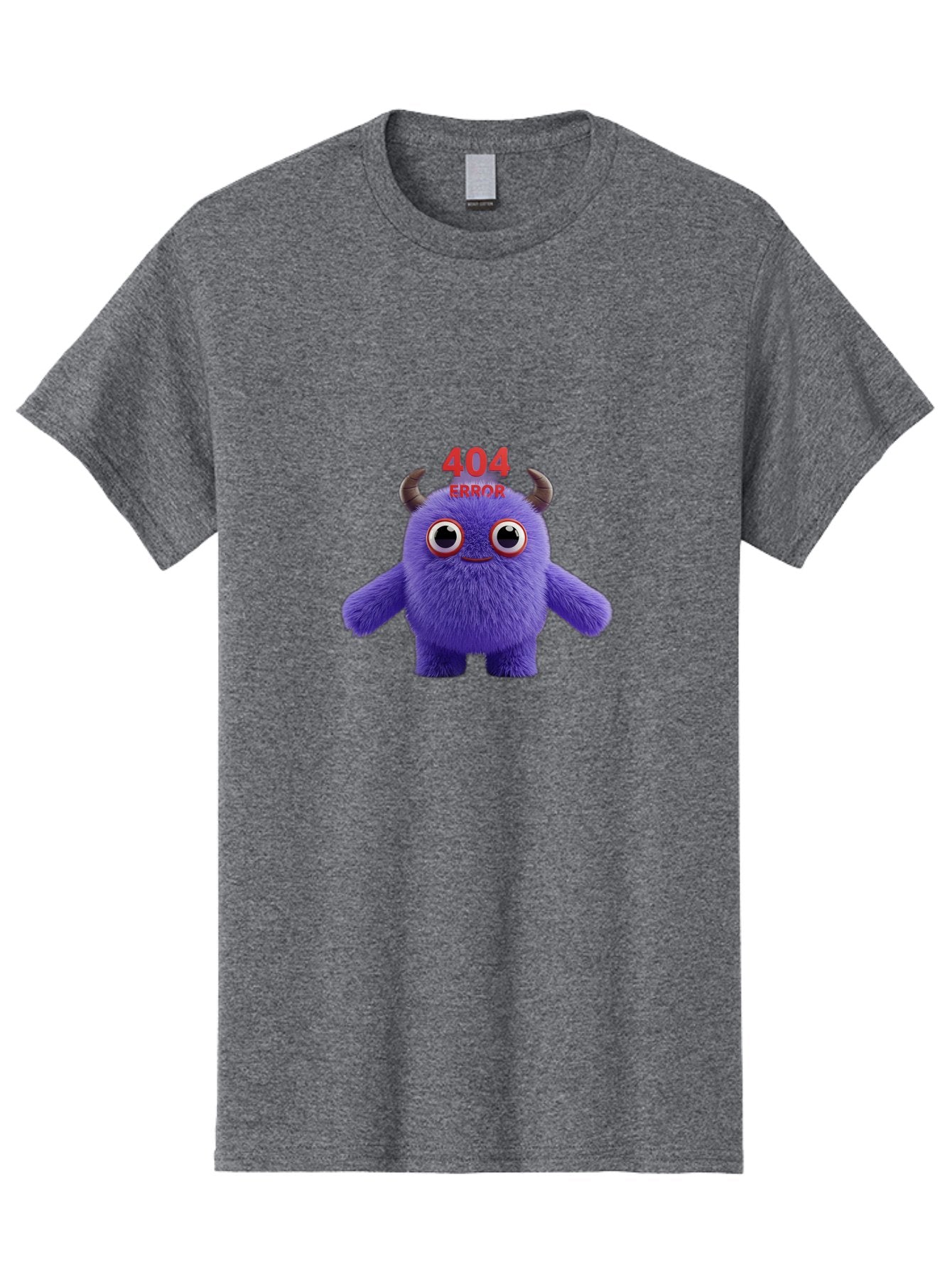 404-Error-9 Men'S Graphic Tee, 100% Cotton, Comfortable Casual Summer Wear, Machine Washable, Purple Monster With Horns, 404 Error Message, Cartoon Character, Funny Illustration, Error Page, Page Not Found, Playful Design, Whimsical Creature Baa083 3