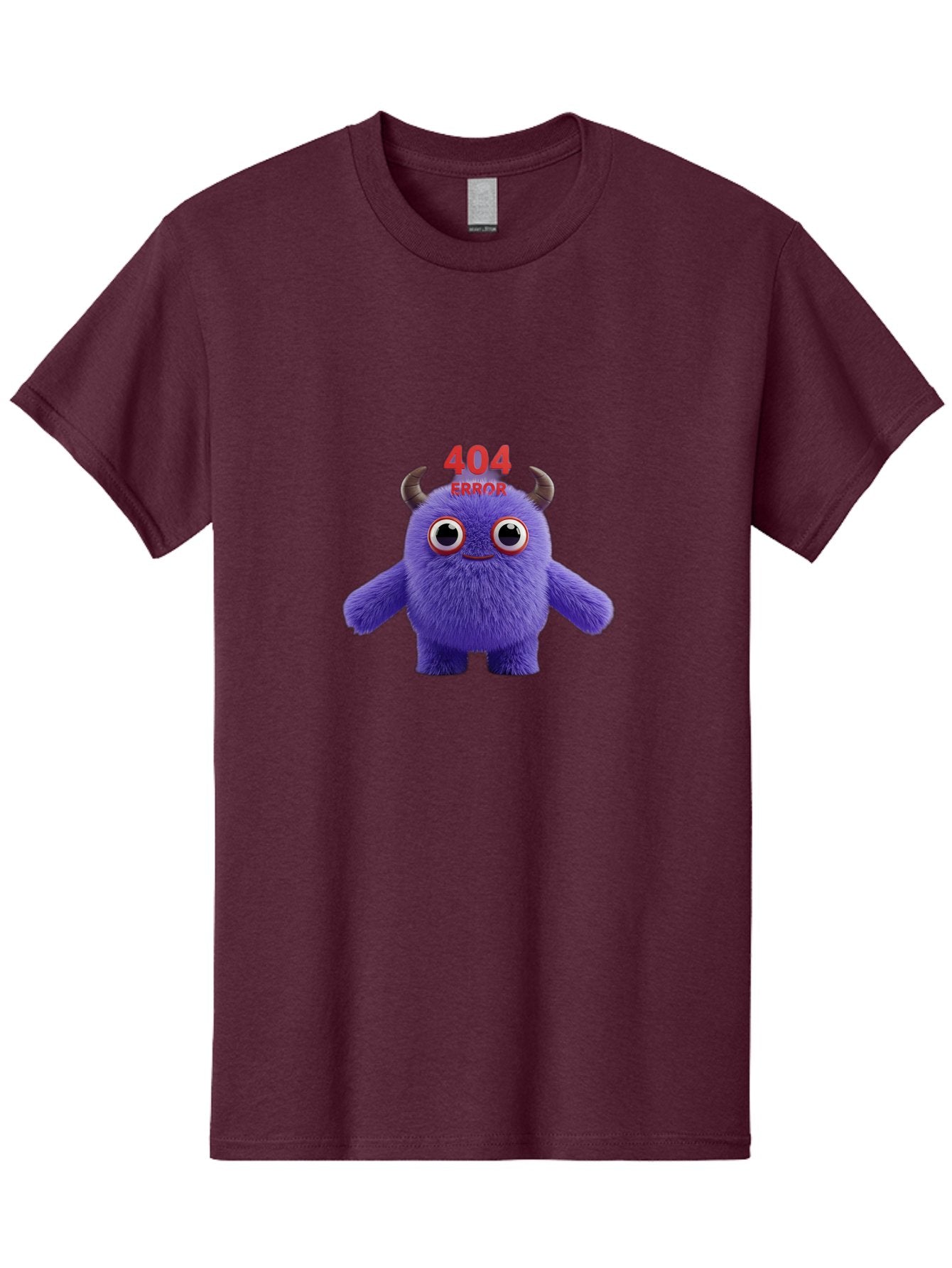 404-Error-9 Men'S Graphic Tee, 100% Cotton, Comfortable Casual Summer Wear, Machine Washable, Purple Monster With Horns, 404 Error Message, Cartoon Character, Funny Illustration, Error Page, Page Not Found, Playful Design, Whimsical Creature Baa083 13