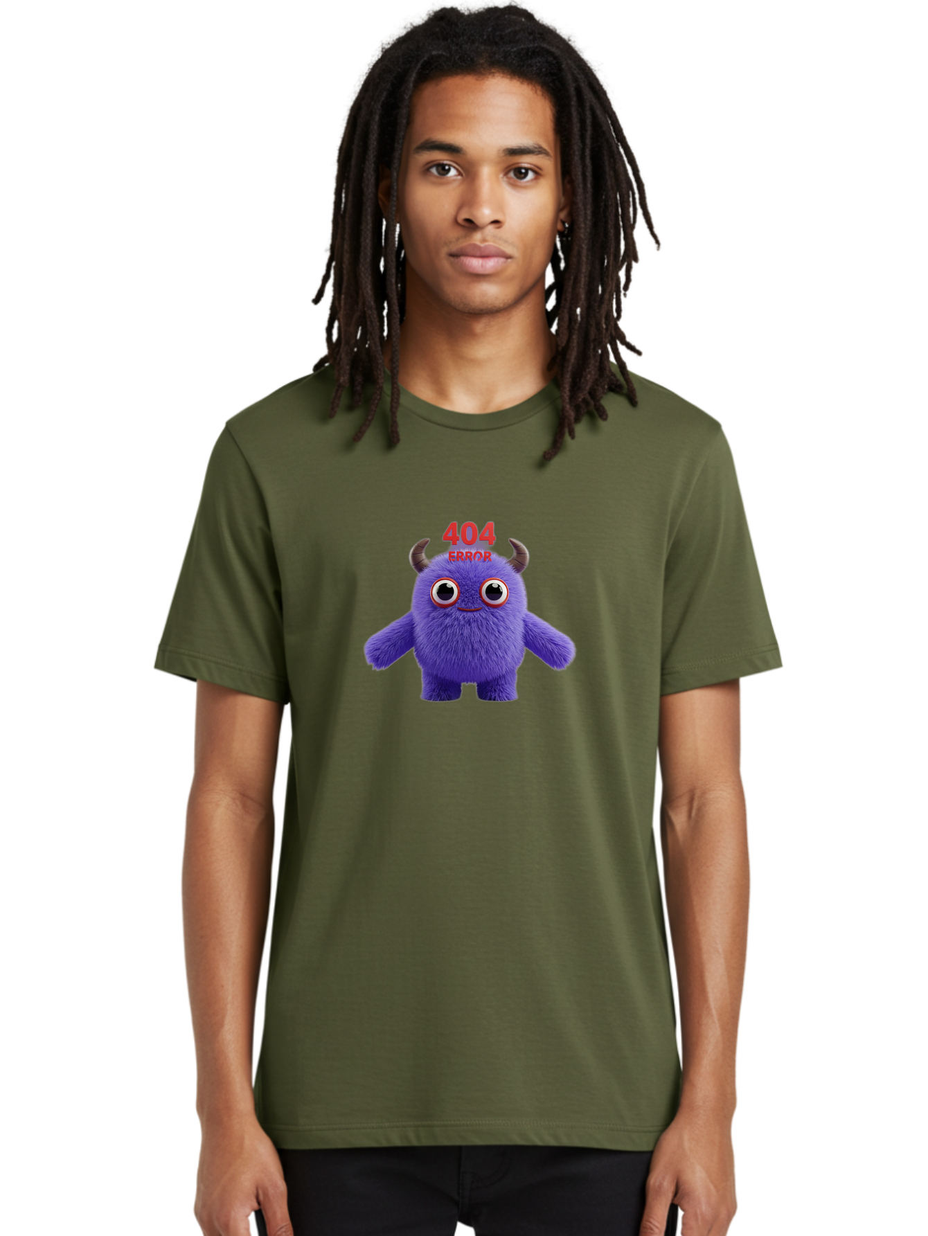 404-Error-9 Men'S Graphic Tee, 100% Cotton, Comfortable Casual Summer Wear, Machine Washable, Purple Monster With Horns, 404 Error Message, Cartoon Character, Funny Illustration, Error Page, Page Not Found, Playful Design, Whimsical Creature Baa083 8