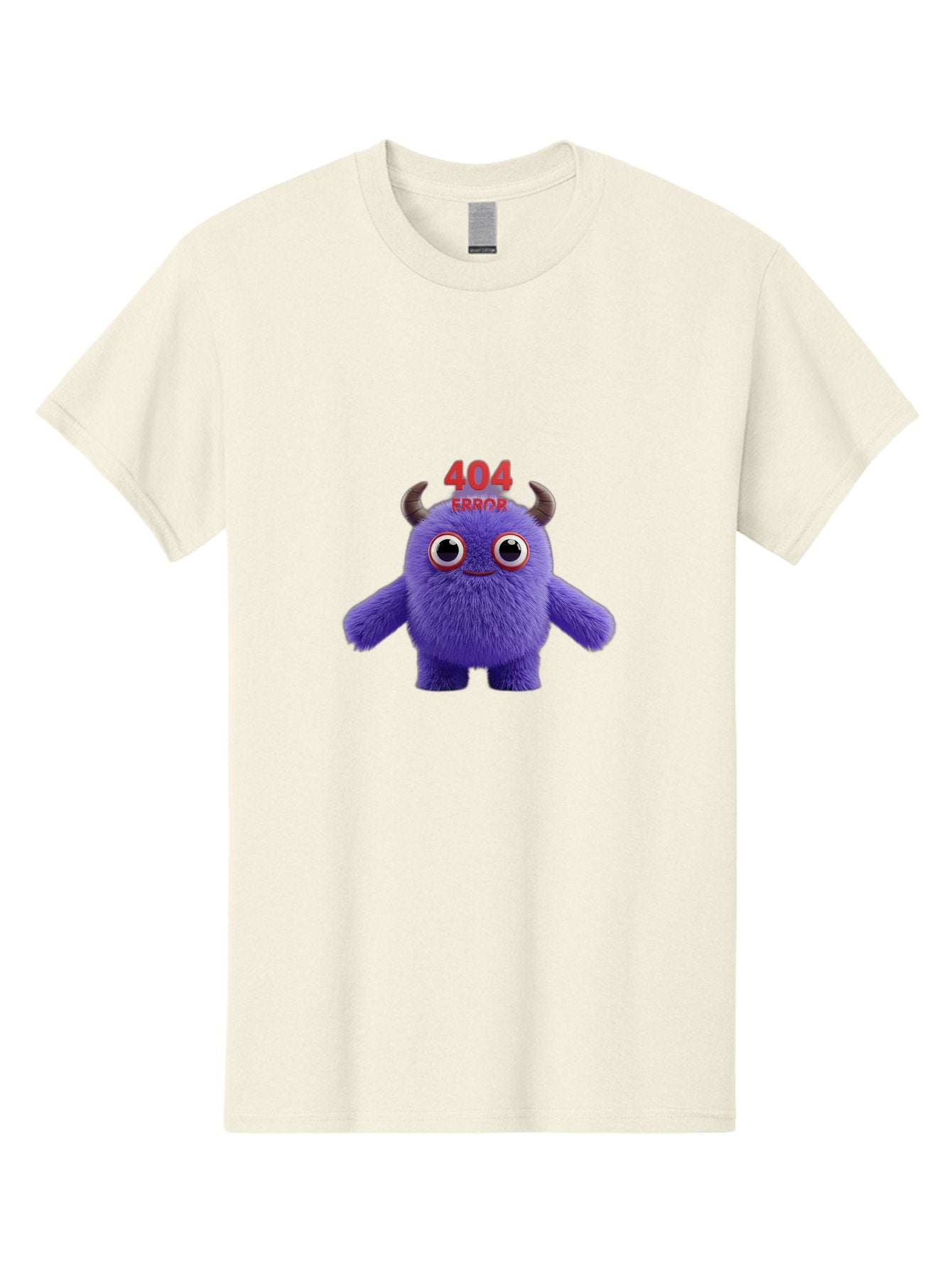 404-Error-9 Men'S Graphic Tee, 100% Cotton, Comfortable Casual Summer Wear, Machine Washable, Purple Monster With Horns, 404 Error Message, Cartoon Character, Funny Illustration, Error Page, Page Not Found, Playful Design, Whimsical Creature Baa083 5