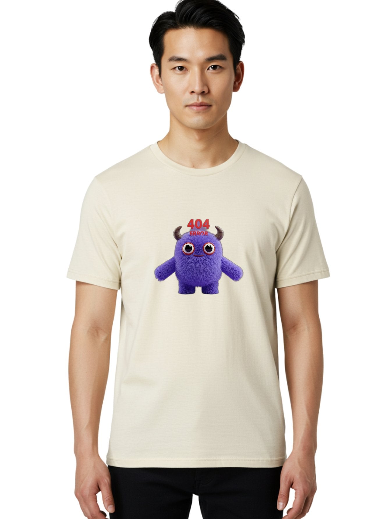 404-Error-9 Men'S Graphic Tee, 100% Cotton, Comfortable Casual Summer Wear, Machine Washable, Purple Monster With Horns, 404 Error Message, Cartoon Character, Funny Illustration, Error Page, Page Not Found, Playful Design, Whimsical Creature Baa083 23
