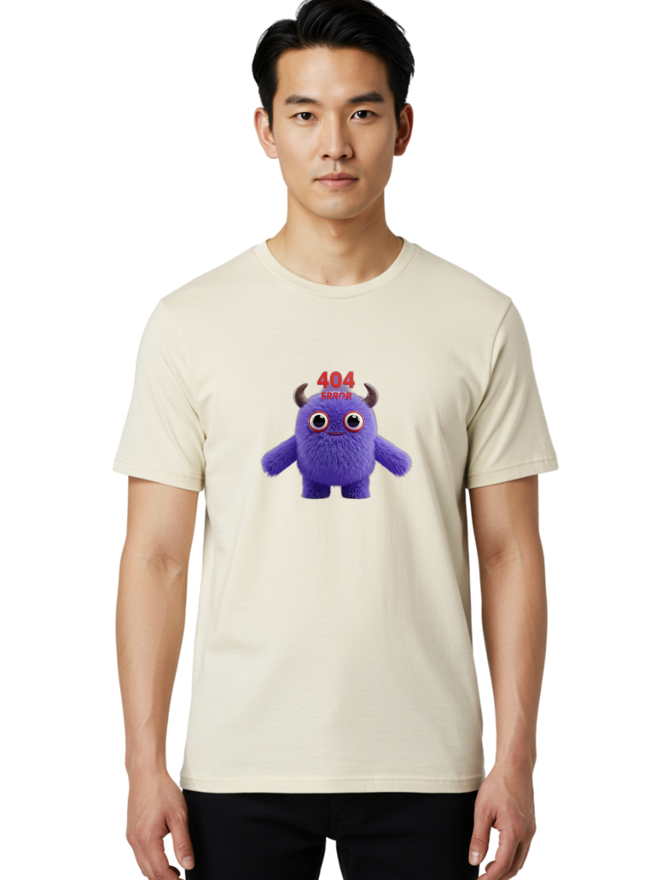 404-Error-9 Men'S Graphic Tee, 100% Cotton, Comfortable Casual Summer Wear, Machine Washable, Purple Monster With Horns, 404 Error Message, Cartoon Character, Funny Illustration, Error Page, Page Not Found, Playful Design, Whimsical Creature Baa083 16