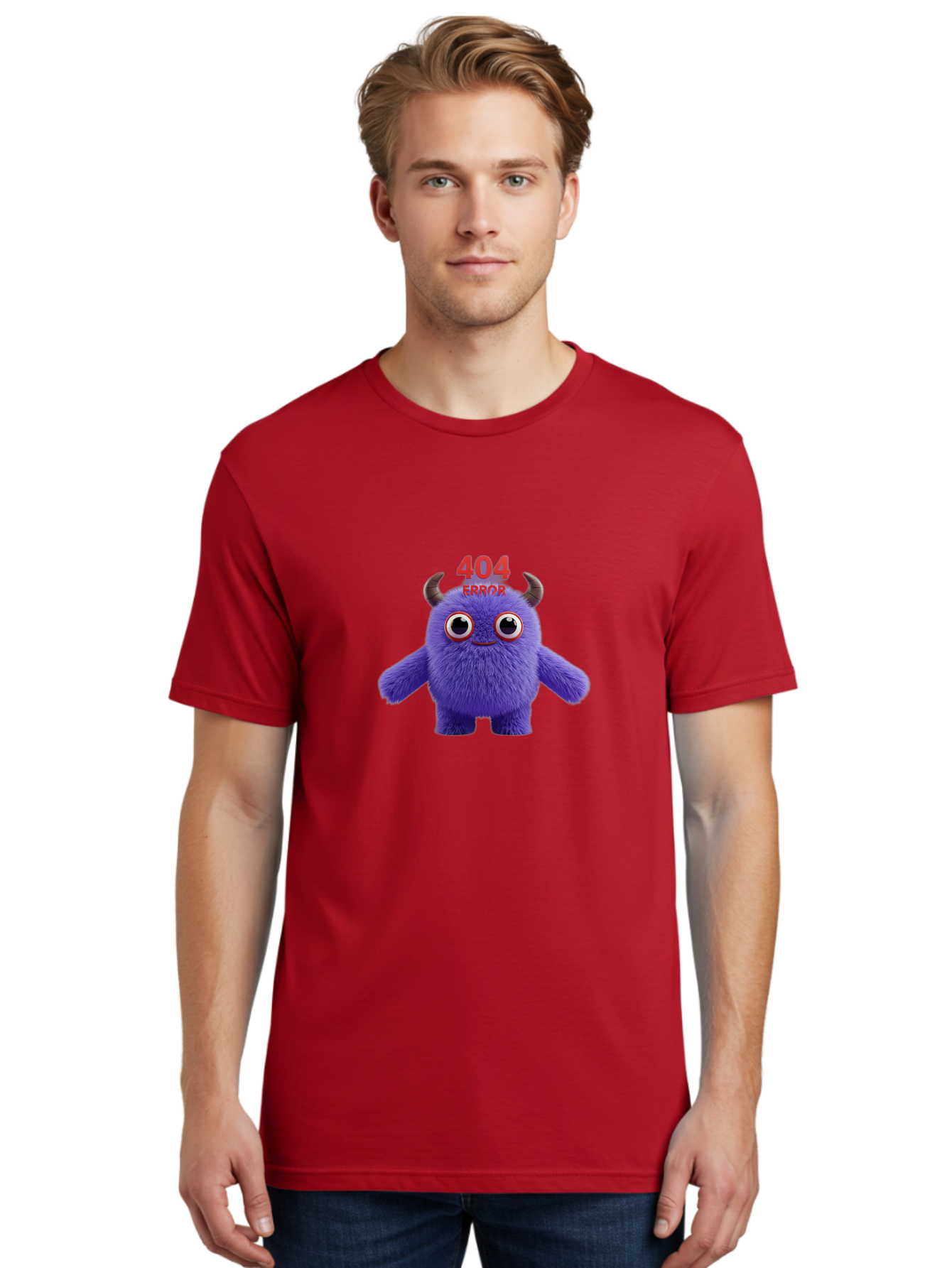 404-Error-9 Men'S Graphic Tee, 100% Cotton, Comfortable Casual Summer Wear, Machine Washable, Purple Monster With Horns, 404 Error Message, Cartoon Character, Funny Illustration, Error Page, Page Not Found, Playful Design, Whimsical Creature Baa083 6