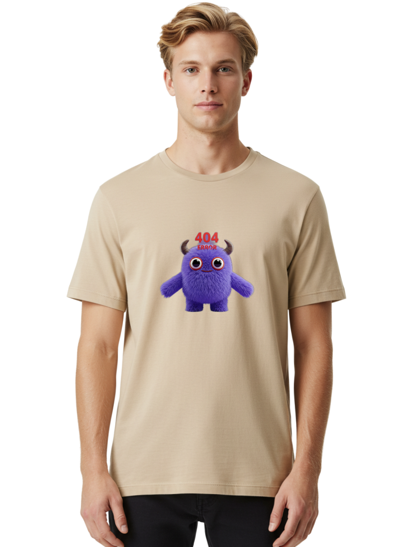 404-Error-9 Men'S Graphic Tee, 100% Cotton, Comfortable Casual Summer Wear, Machine Washable, Purple Monster With Horns, 404 Error Message, Cartoon Character, Funny Illustration, Error Page, Page Not Found, Playful Design, Whimsical Creature Baa083 14