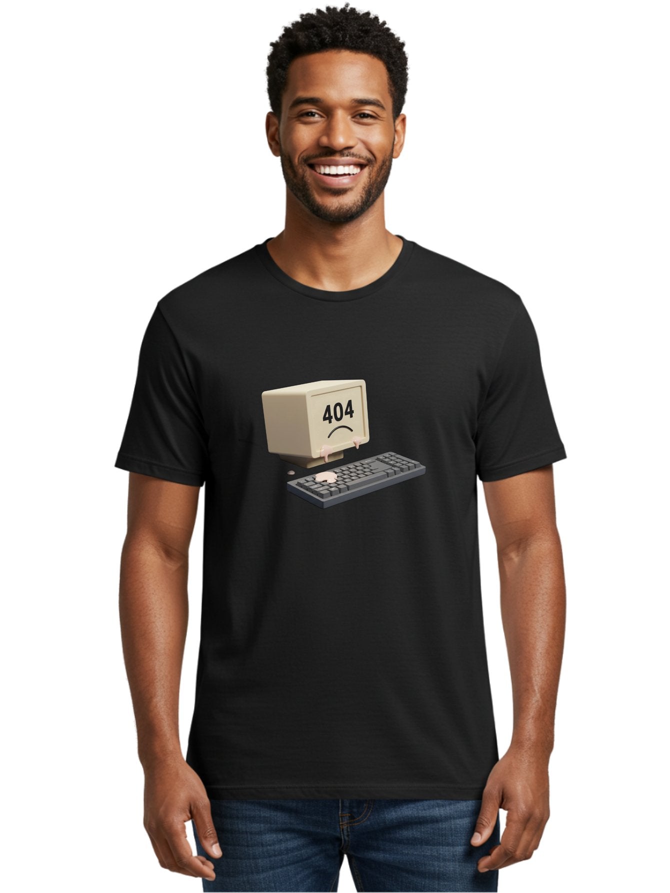 404-Error-Computer Men'S Graphic Tee, 100% Cotton, Comfortable Casual Summer Wear, Machine Washable, Computer Error, 404 Message, Frowning Face, Sad Computer, Technical Issue, Error Screen, Keyboard And Monitor, Digital Malfunction, Baa084 17