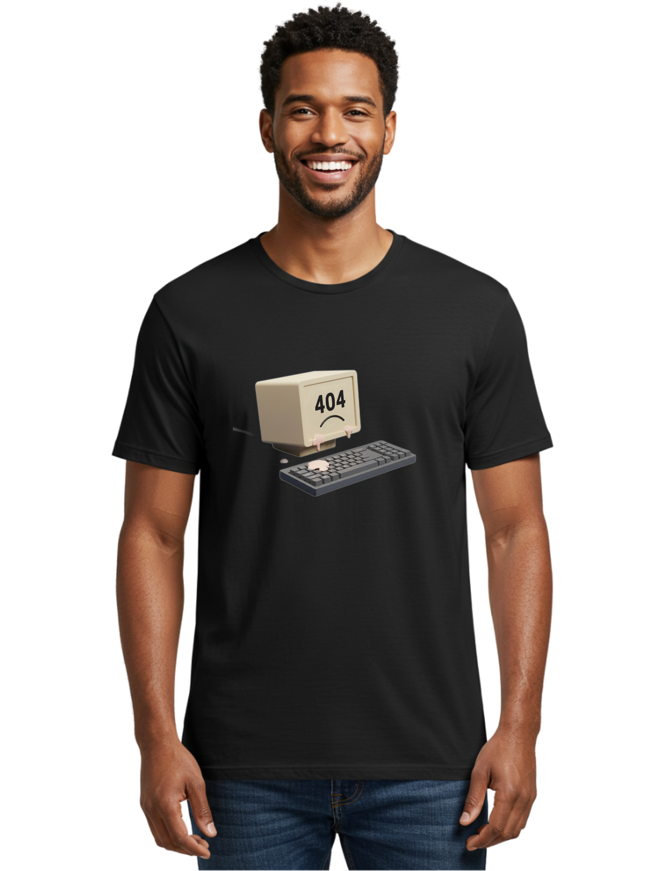 404-Error-Computer Men'S Graphic Tee, 100% Cotton, Comfortable Casual Summer Wear, Machine Washable, Computer Error, 404 Message, Frowning Face, Sad Computer, Technical Issue, Error Screen, Keyboard And Monitor, Digital Malfunction, Baa084 28