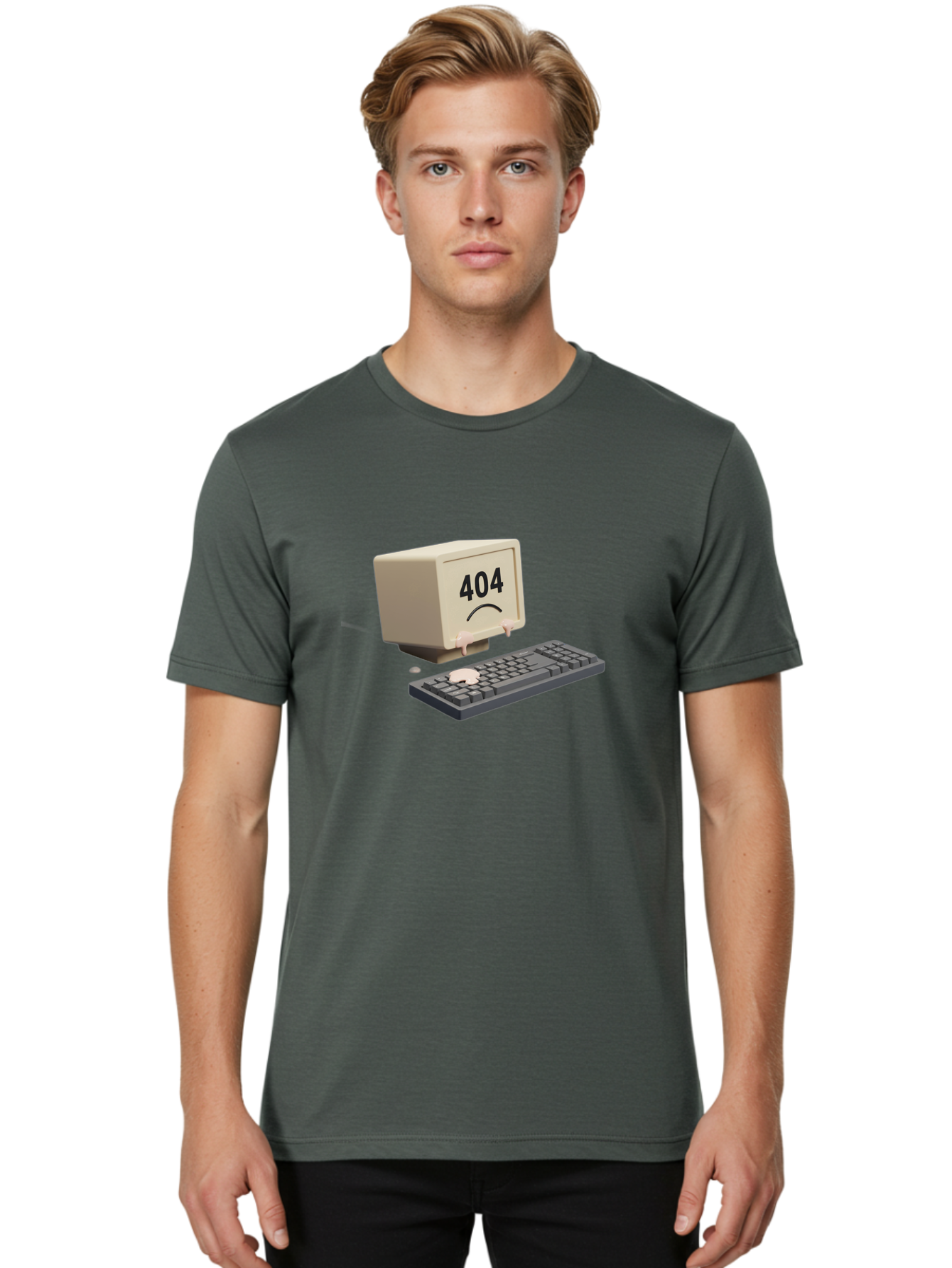 404-Error-Computer Men'S Graphic Tee, 100% Cotton, Comfortable Casual Summer Wear, Machine Washable, Computer Error, 404 Message, Frowning Face, Sad Computer, Technical Issue, Error Screen, Keyboard And Monitor, Digital Malfunction, Baa084 14