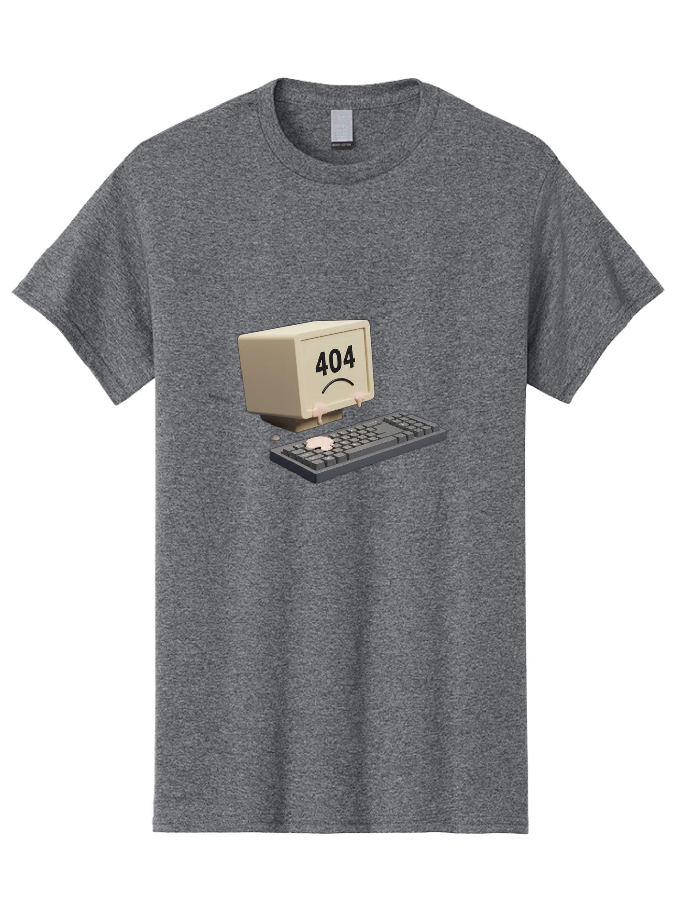 404-Error-Computer Men'S Graphic Tee, 100% Cotton, Comfortable Casual Summer Wear, Machine Washable, Computer Error, 404 Message, Frowning Face, Sad Computer, Technical Issue, Error Screen, Keyboard And Monitor, Digital Malfunction, Baa084