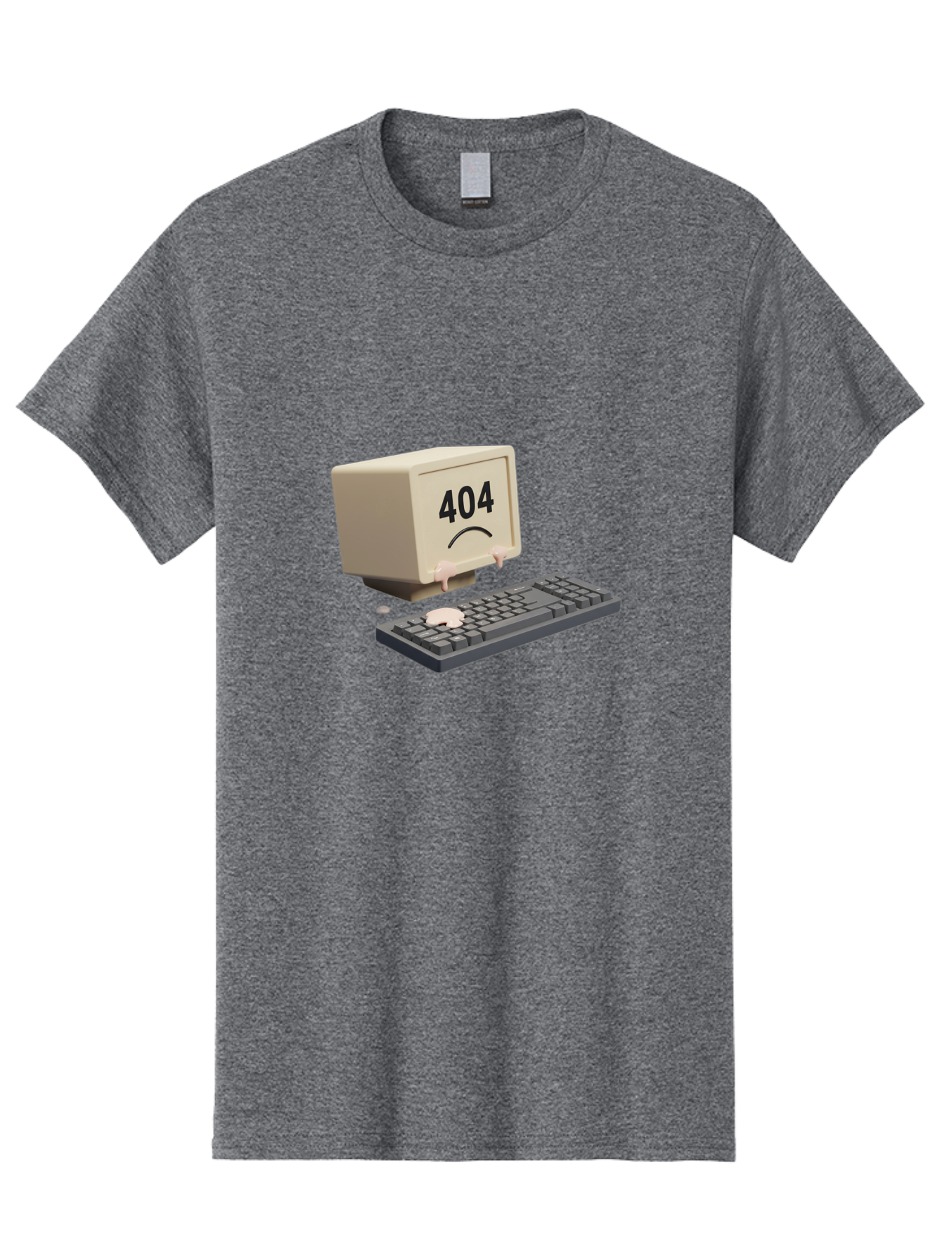 404-Error-Computer Men'S Graphic Tee, 100% Cotton, Comfortable Casual Summer Wear, Machine Washable, Computer Error, 404 Message, Frowning Face, Sad Computer, Technical Issue, Error Screen, Keyboard And Monitor, Digital Malfunction, Baa084 21