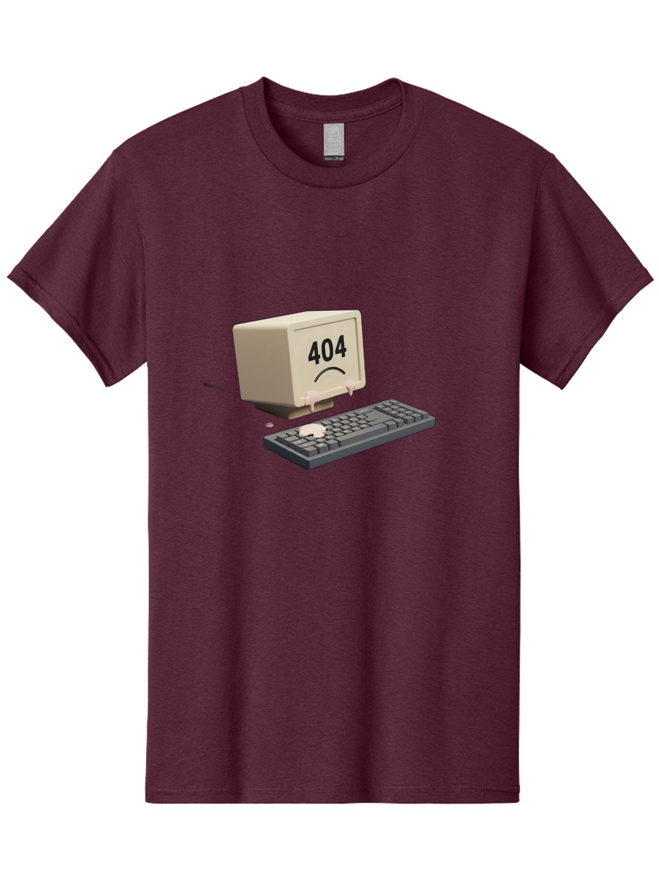 404-Error-Computer Men'S Graphic Tee, 100% Cotton, Comfortable Casual Summer Wear, Machine Washable, Computer Error, 404 Message, Frowning Face, Sad Computer, Technical Issue, Error Screen, Keyboard And Monitor, Digital Malfunction, Baa084 7