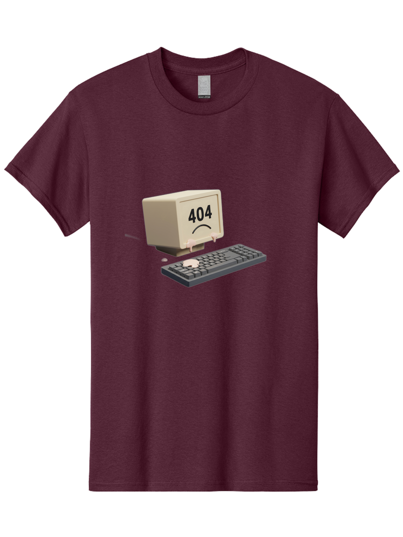 404-Error-Computer Men'S Graphic Tee, 100% Cotton, Comfortable Casual Summer Wear, Machine Washable, Computer Error, 404 Message, Frowning Face, Sad Computer, Technical Issue, Error Screen, Keyboard And Monitor, Digital Malfunction, Baa084 25