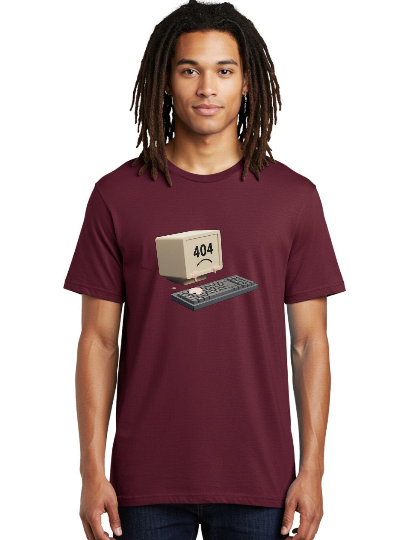 404-Error-Computer Men'S Graphic Tee, 100% Cotton, Comfortable Casual Summer Wear, Machine Washable, Computer Error, 404 Message, Frowning Face, Sad Computer, Technical Issue, Error Screen, Keyboard And Monitor, Digital Malfunction, Baa084 16