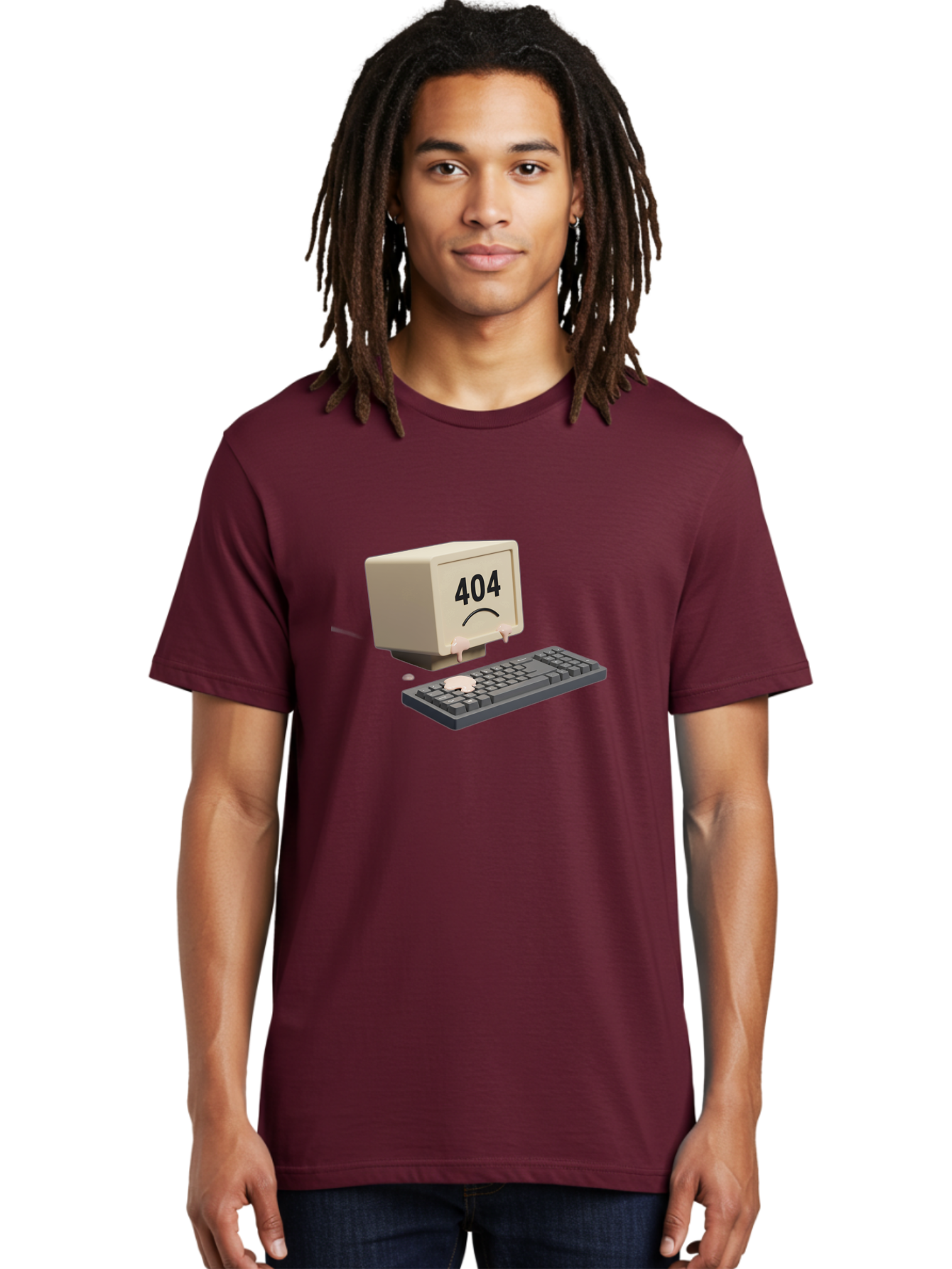 404-Error-Computer Men'S Graphic Tee, 100% Cotton, Comfortable Casual Summer Wear, Machine Washable, Computer Error, 404 Message, Frowning Face, Sad Computer, Technical Issue, Error Screen, Keyboard And Monitor, Digital Malfunction, Baa084 26