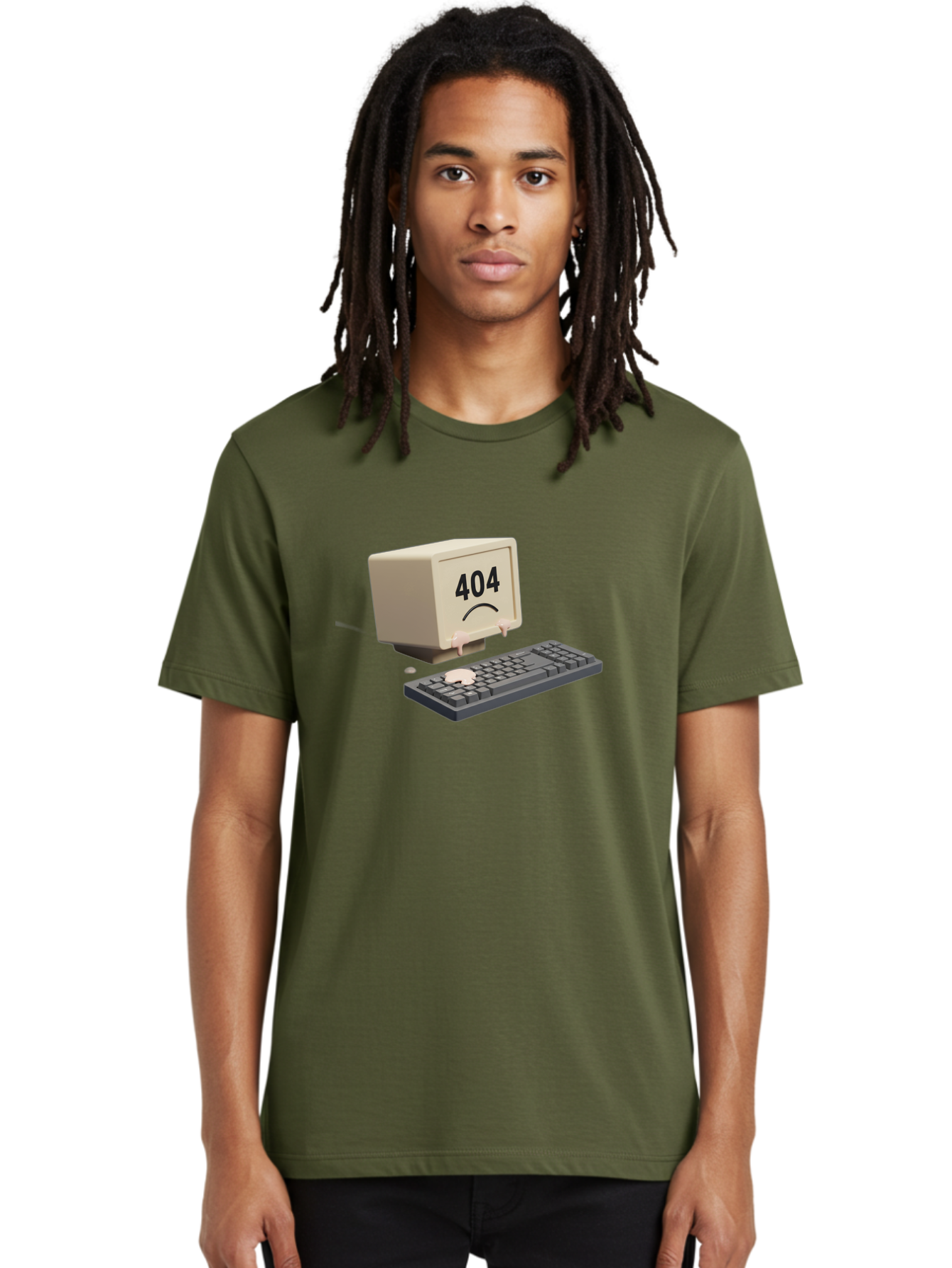 404-Error-Computer Men'S Graphic Tee, 100% Cotton, Comfortable Casual Summer Wear, Machine Washable, Computer Error, 404 Message, Frowning Face, Sad Computer, Technical Issue, Error Screen, Keyboard And Monitor, Digital Malfunction, Baa084 24
