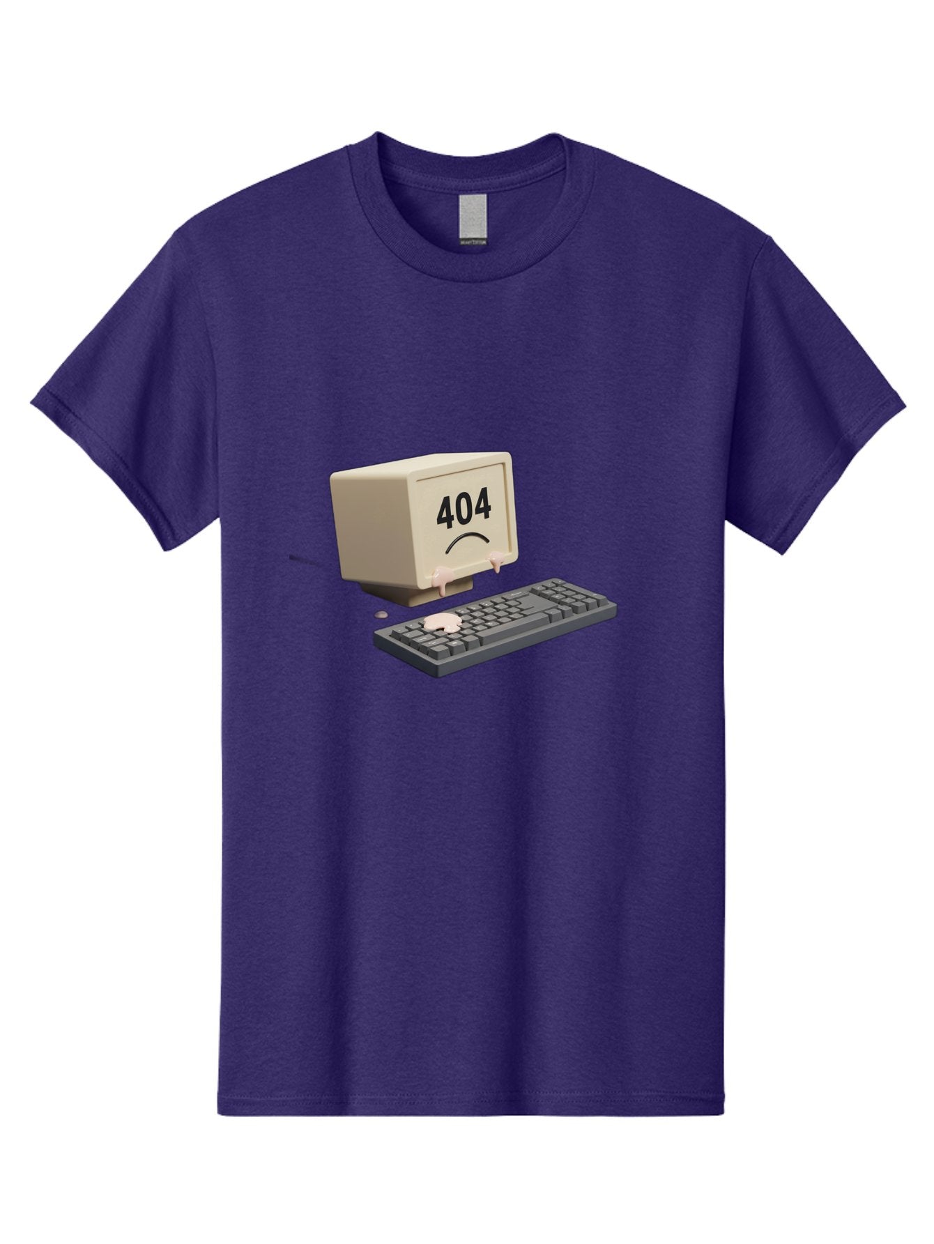 404-Error-Computer Men'S Graphic Tee, 100% Cotton, Comfortable Casual Summer Wear, Machine Washable, Computer Error, 404 Message, Frowning Face, Sad Computer, Technical Issue, Error Screen, Keyboard And Monitor, Digital Malfunction, Baa084 3