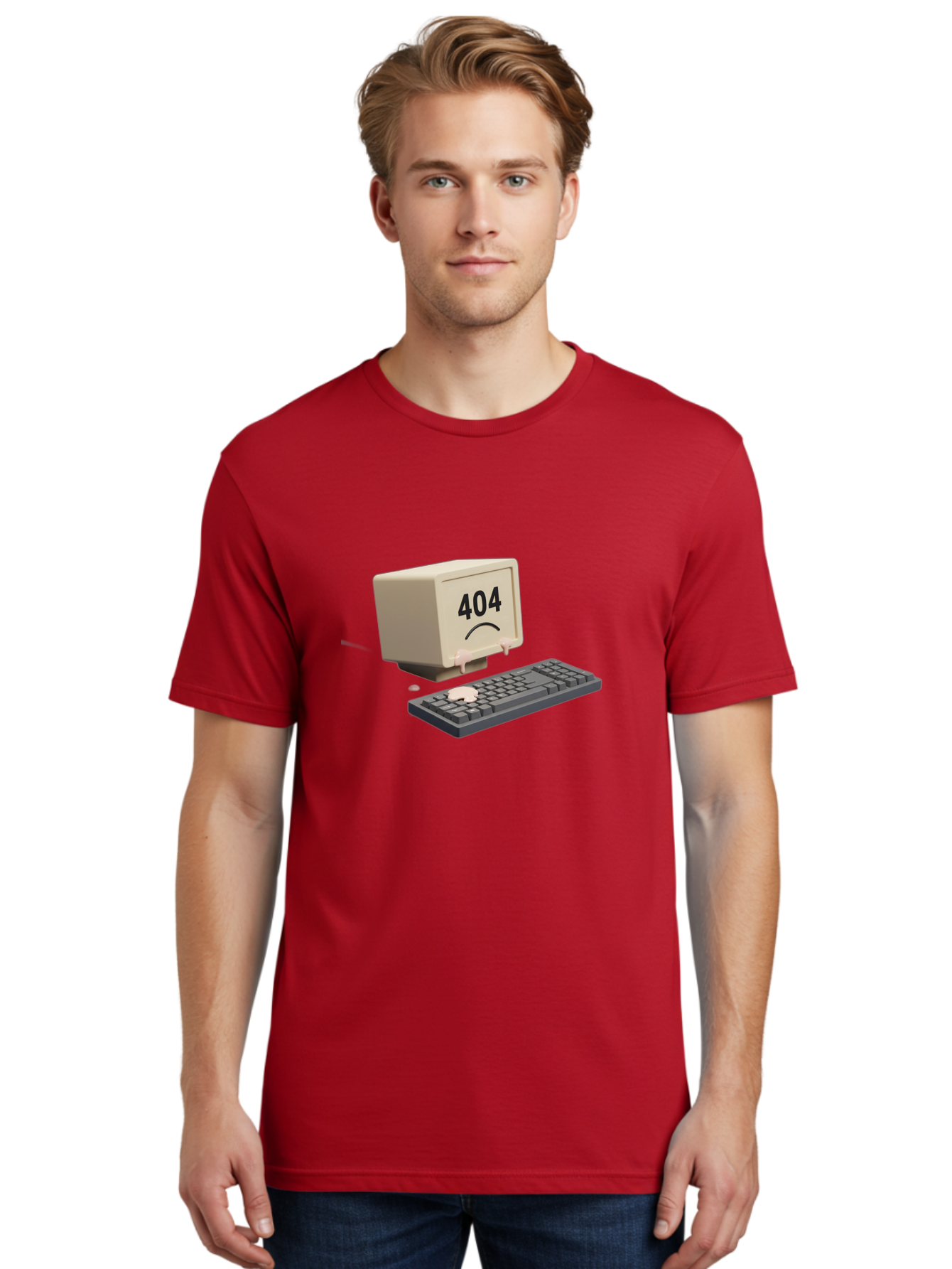 404-Error-Computer Men'S Graphic Tee, 100% Cotton, Comfortable Casual Summer Wear, Machine Washable, Computer Error, 404 Message, Frowning Face, Sad Computer, Technical Issue, Error Screen, Keyboard And Monitor, Digital Malfunction, Baa084 10