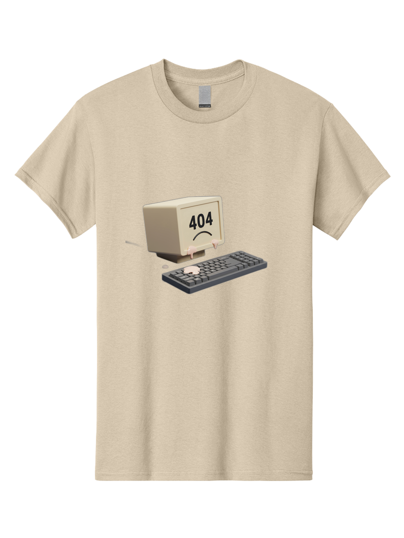 404-Error-Computer Men'S Graphic Tee, 100% Cotton, Comfortable Casual Summer Wear, Machine Washable, Computer Error, 404 Message, Frowning Face, Sad Computer, Technical Issue, Error Screen, Keyboard And Monitor, Digital Malfunction, Baa084 3