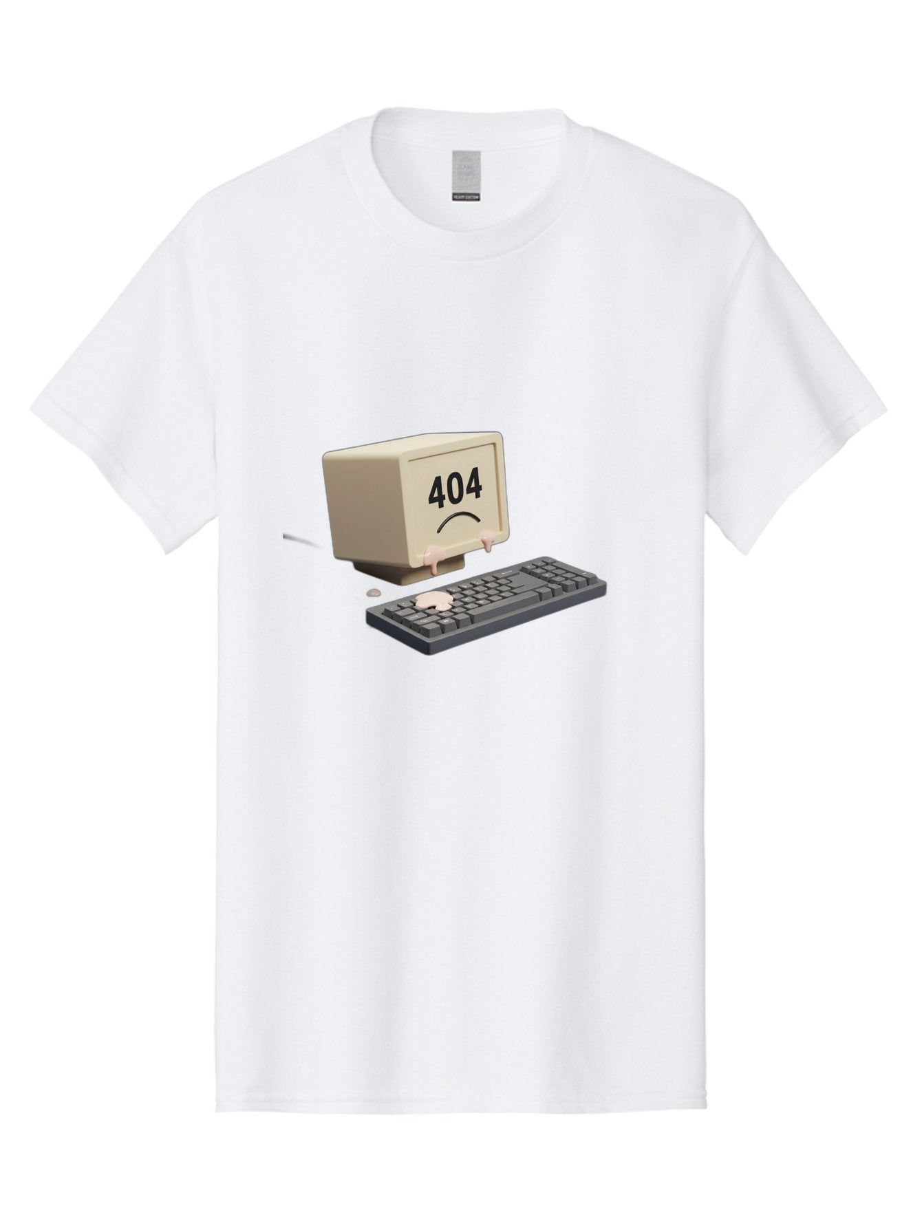 404-Error-Computer Men'S Graphic Tee, 100% Cotton, Comfortable Casual Summer Wear, Machine Washable, Computer Error, 404 Message, Frowning Face, Sad Computer, Technical Issue, Error Screen, Keyboard And Monitor, Digital Malfunction, Baa084 5