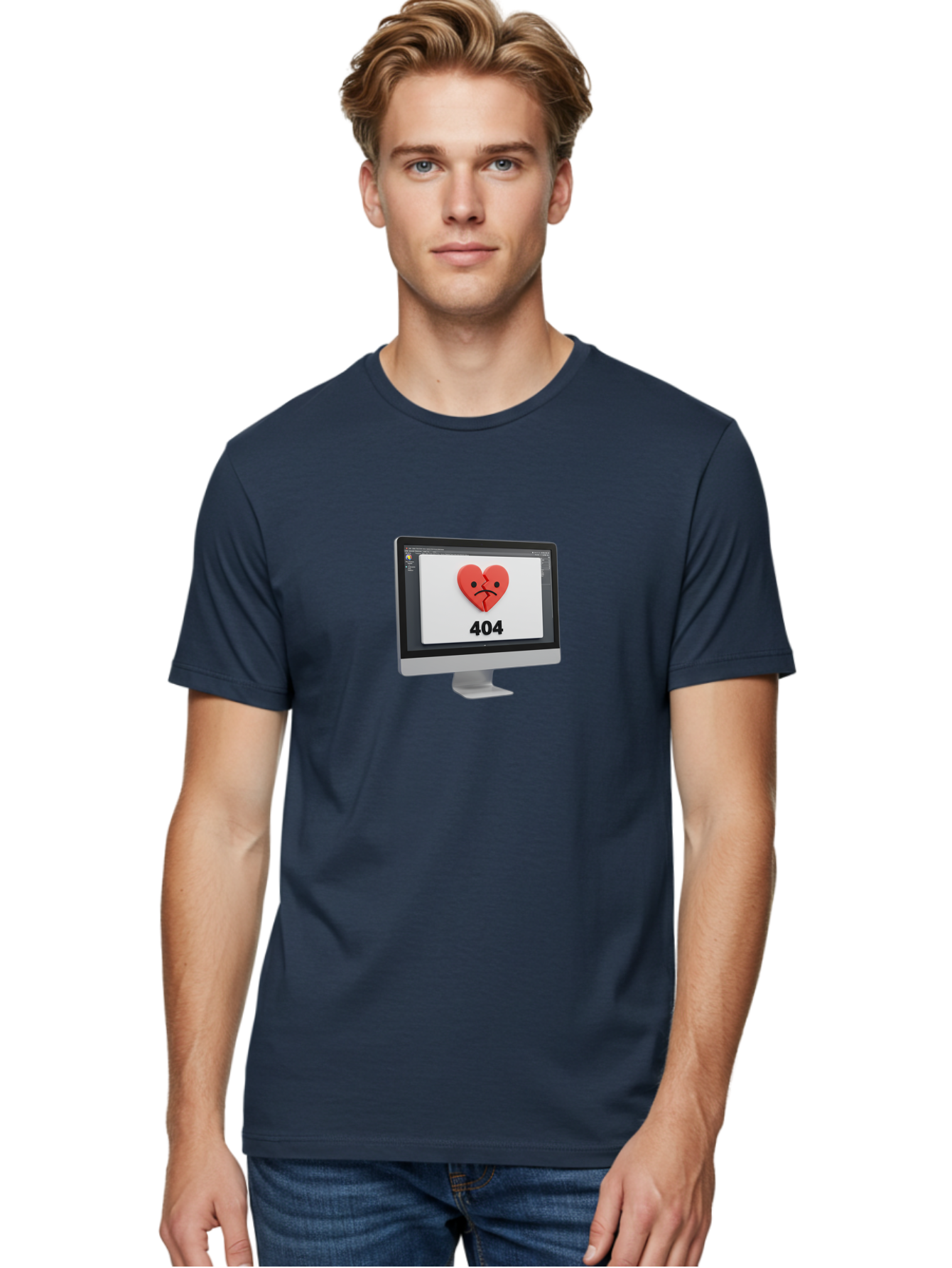 404-Error-Heart Men'S Graphic Tee, 100% Cotton, Comfortable Casual Summer Wear, Machine Washable, 404 Error Page, Broken Heart, Sad Face, Heartbreak Symbol, Webpage Not Found, Technical Issue, Error Message, Frustrated User Baa085