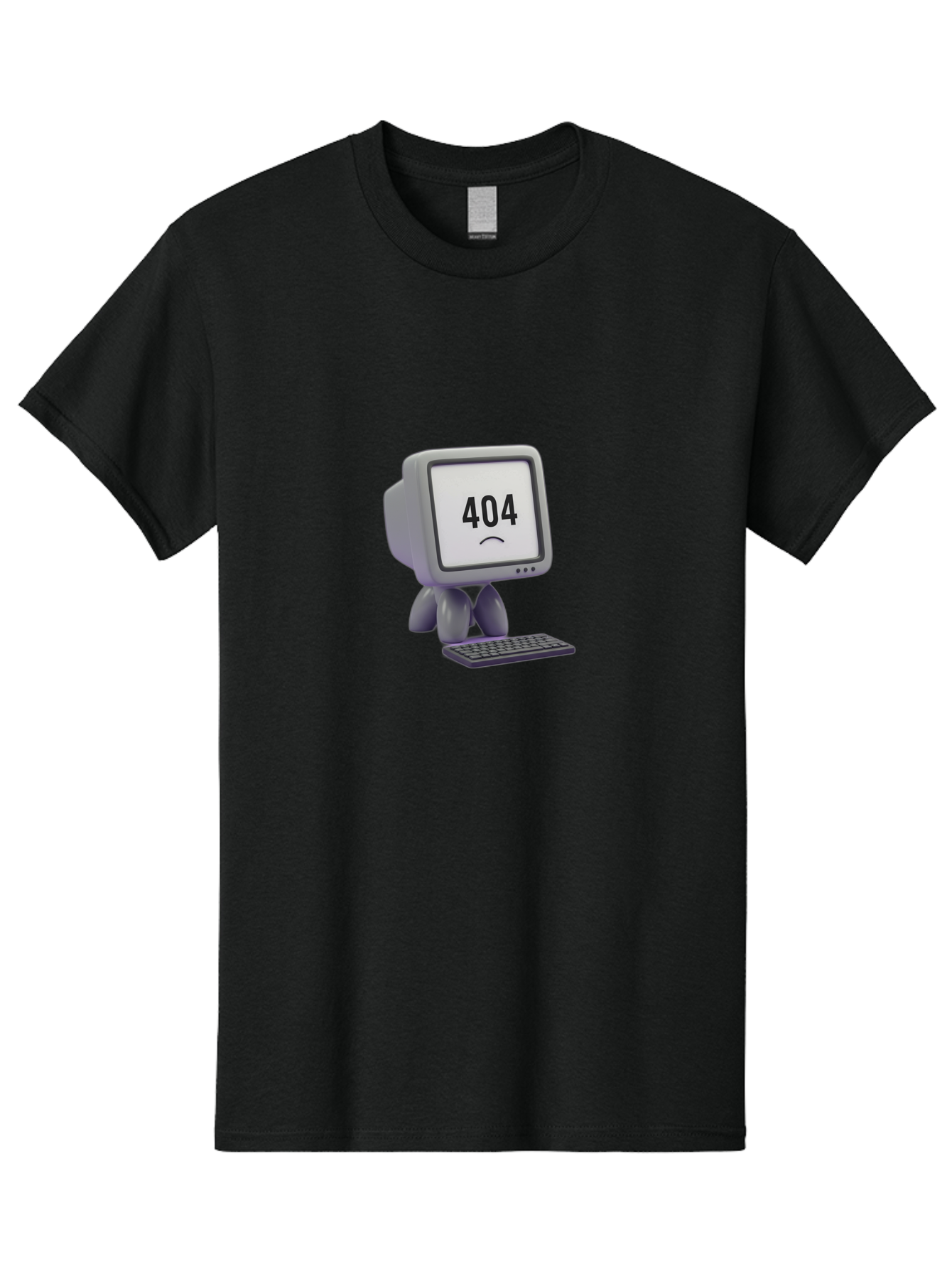 404-Error-Monitor Men'S Graphic Tee, 100% Cotton, Comfortable Casual Summer Wear, Machine Washable, 404 Error Message, Computer With Sad Face, Broken Link, Website Not Found, Error Page, Technical Issue, Webpage Unavailable, Sad Emoticon, Baa086