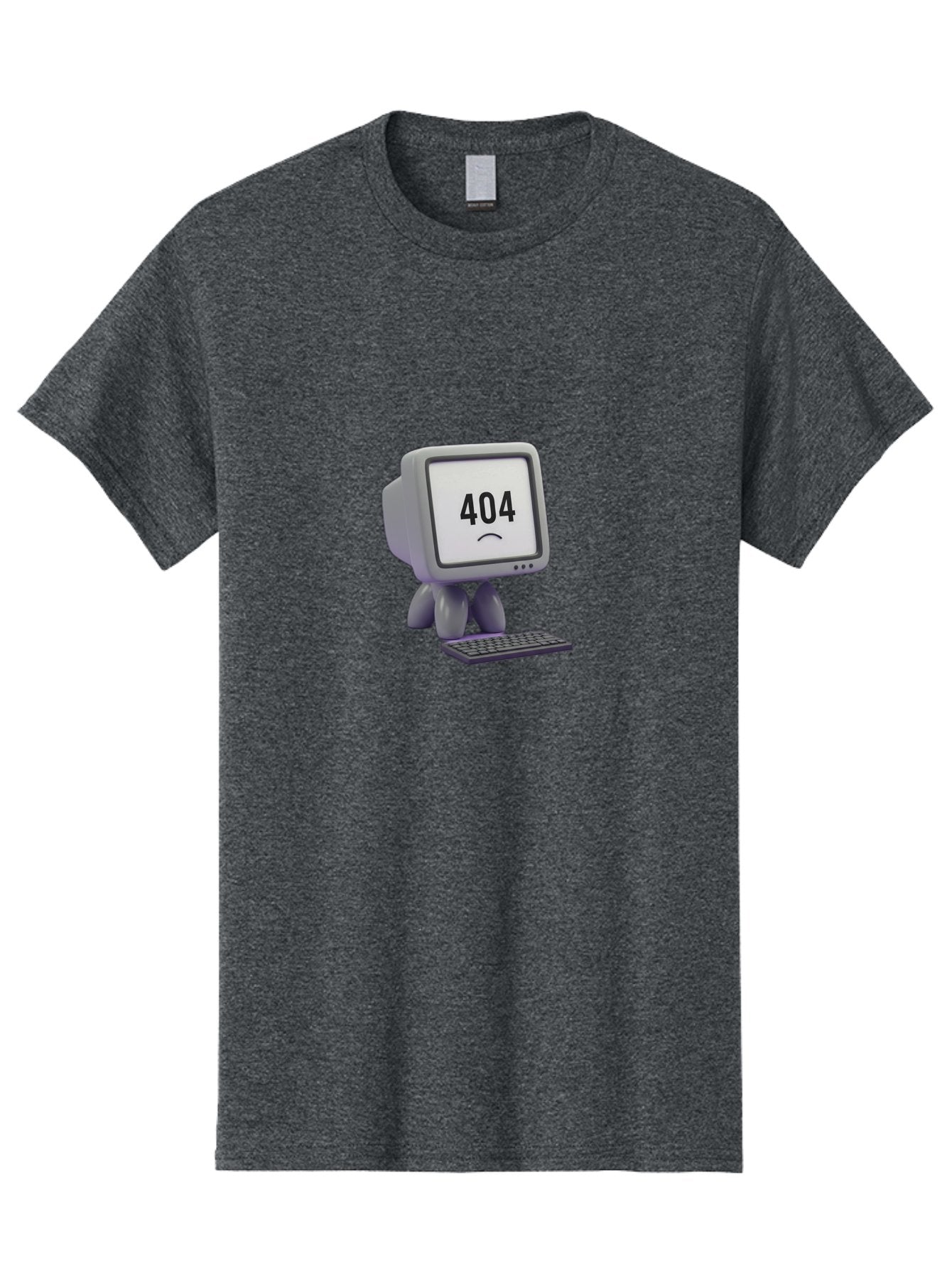 404-Error-Monitor Men'S Graphic Tee, 100% Cotton, Comfortable Casual Summer Wear, Machine Washable, 404 Error Message, Computer With Sad Face, Broken Link, Website Not Found, Error Page, Technical Issue, Webpage Unavailable, Sad Emoticon, Baa086
