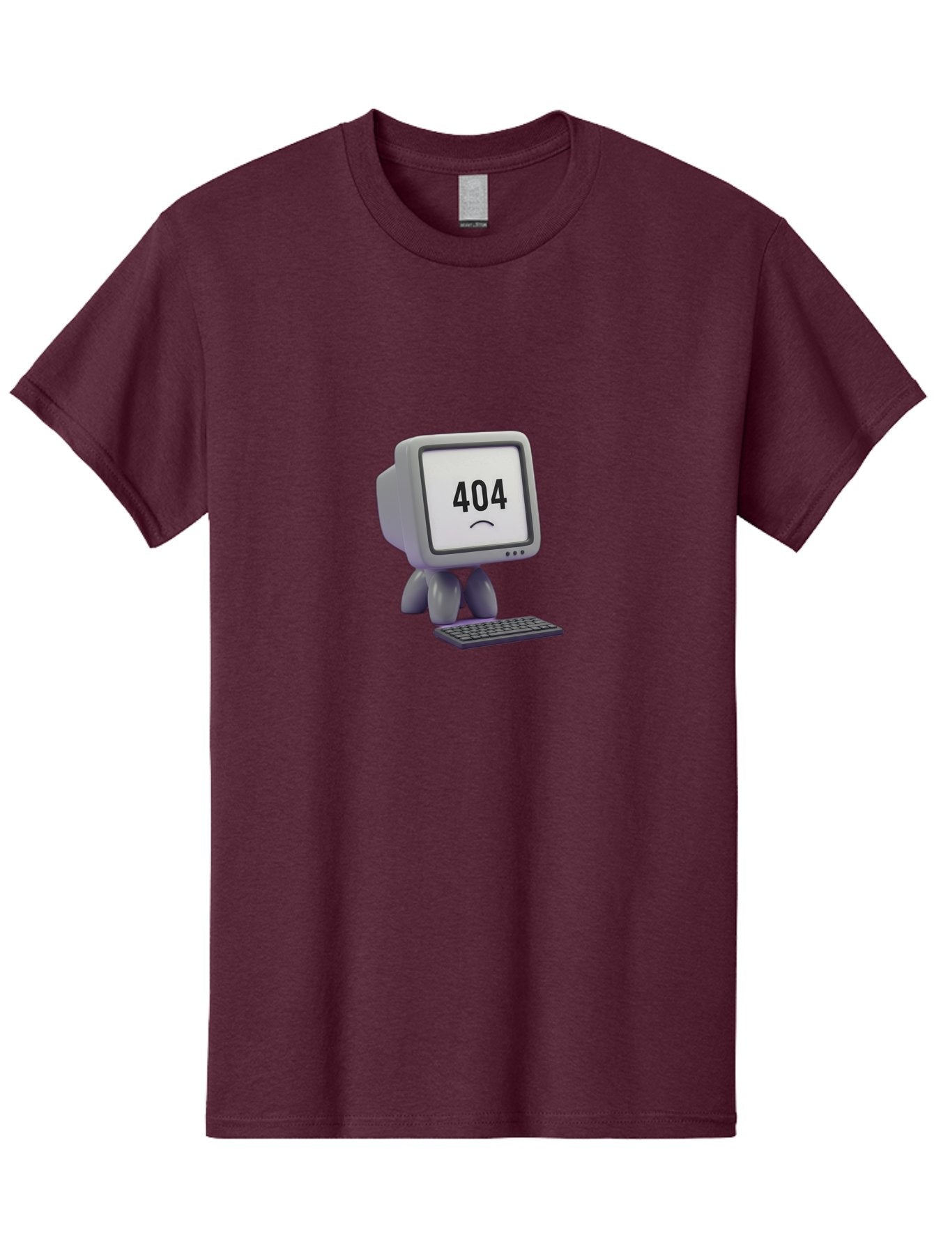 404-Error-Monitor Men'S Graphic Tee, 100% Cotton, Comfortable Casual Summer Wear, Machine Washable, 404 Error Message, Computer With Sad Face, Broken Link, Website Not Found, Error Page, Technical Issue, Webpage Unavailable, Sad Emoticon, Baa086 5