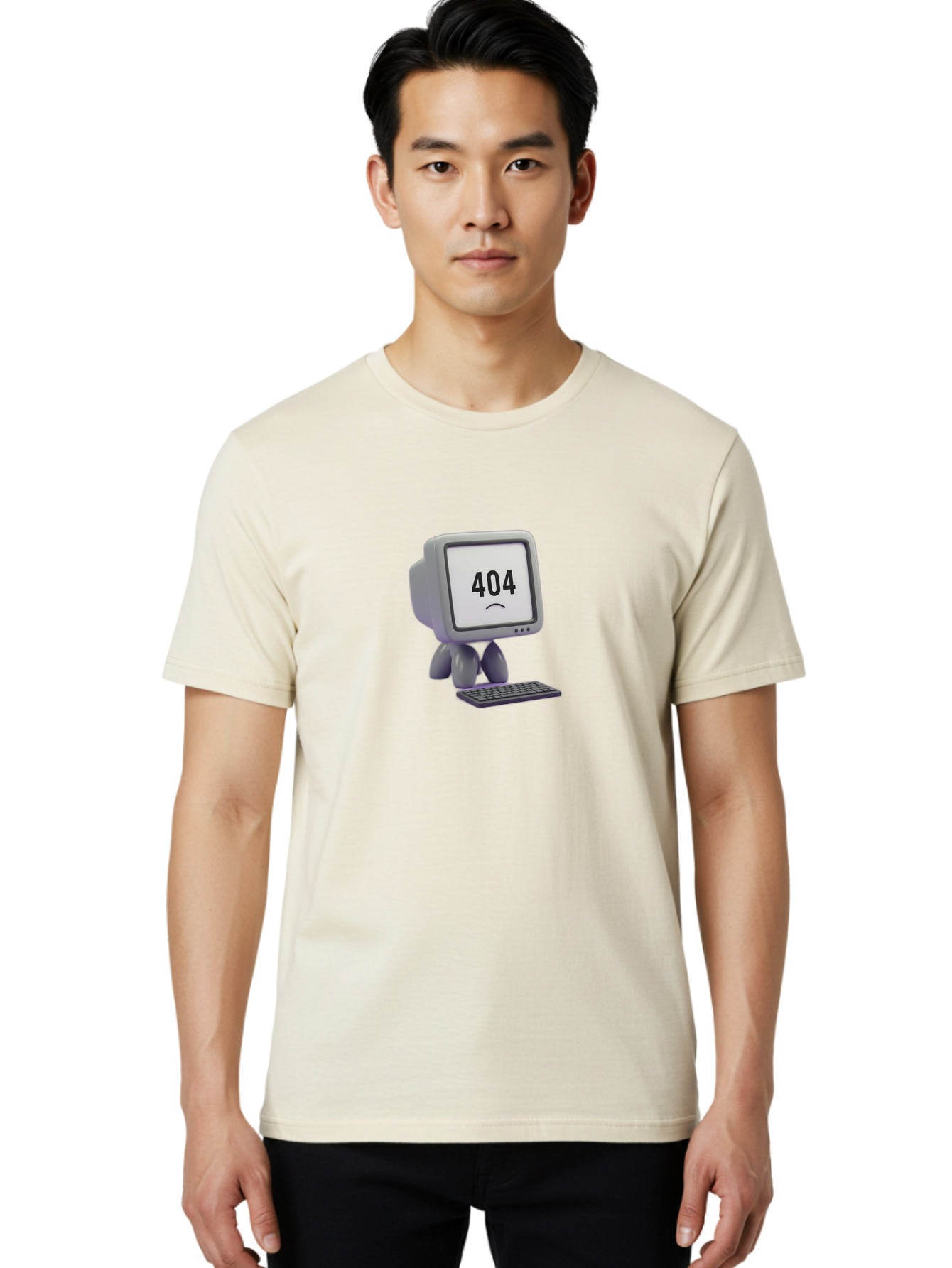 404-Error-Monitor Men'S Graphic Tee, 100% Cotton, Comfortable Casual Summer Wear, Machine Washable, 404 Error Message, Computer With Sad Face, Broken Link, Website Not Found, Error Page, Technical Issue, Webpage Unavailable, Sad Emoticon, Baa086 12