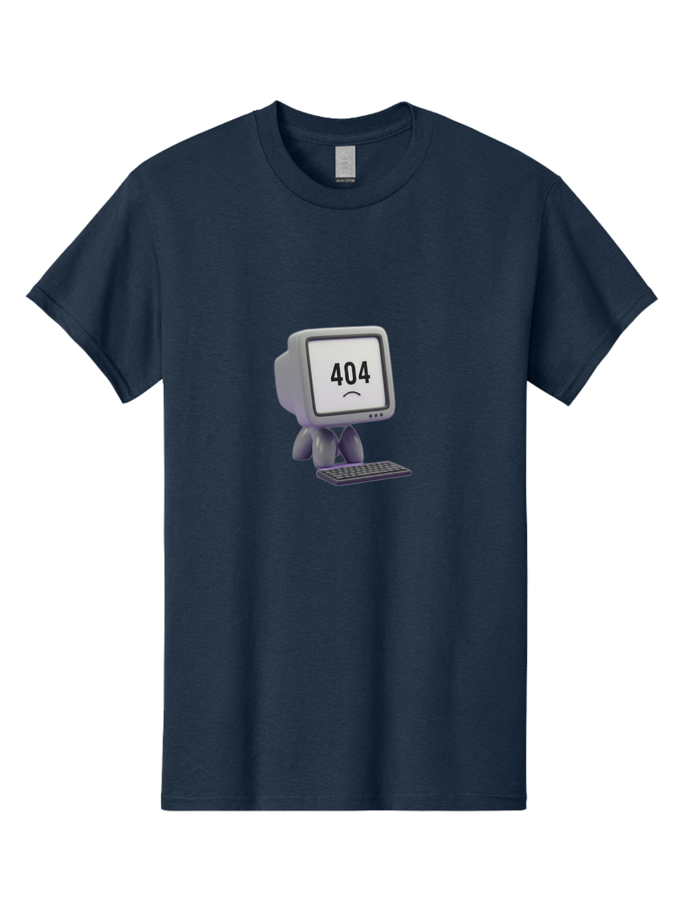 404-Error-Monitor Men'S Graphic Tee, 100% Cotton, Comfortable Casual Summer Wear, Machine Washable, 404 Error Message, Computer With Sad Face, Broken Link, Website Not Found, Error Page, Technical Issue, Webpage Unavailable, Sad Emoticon, Baa086 23