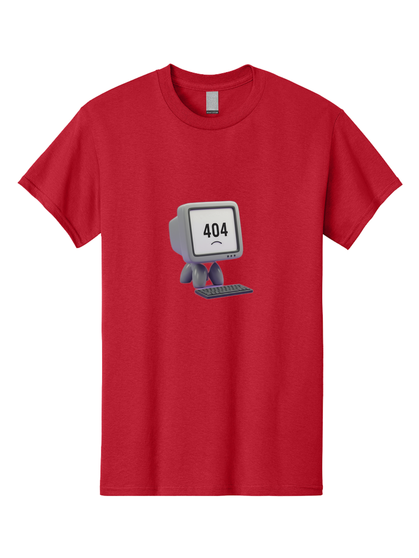404-Error-Monitor Men'S Graphic Tee, 100% Cotton, Comfortable Casual Summer Wear, Machine Washable, 404 Error Message, Computer With Sad Face, Broken Link, Website Not Found, Error Page, Technical Issue, Webpage Unavailable, Sad Emoticon, Baa086 21