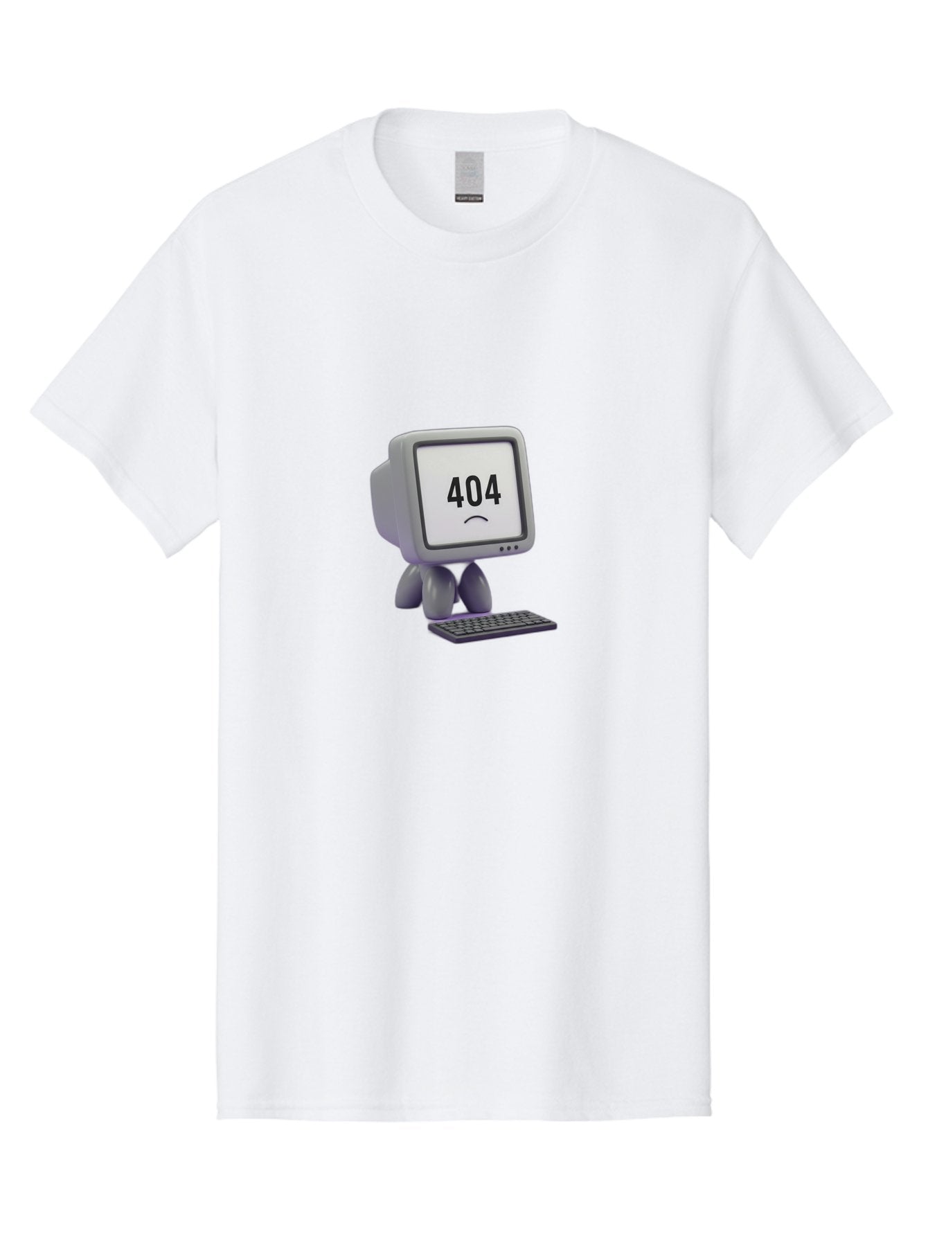 404-Error-Monitor Men'S Graphic Tee, 100% Cotton, Comfortable Casual Summer Wear, Machine Washable, 404 Error Message, Computer With Sad Face, Broken Link, Website Not Found, Error Page, Technical Issue, Webpage Unavailable, Sad Emoticon, Baa086 3