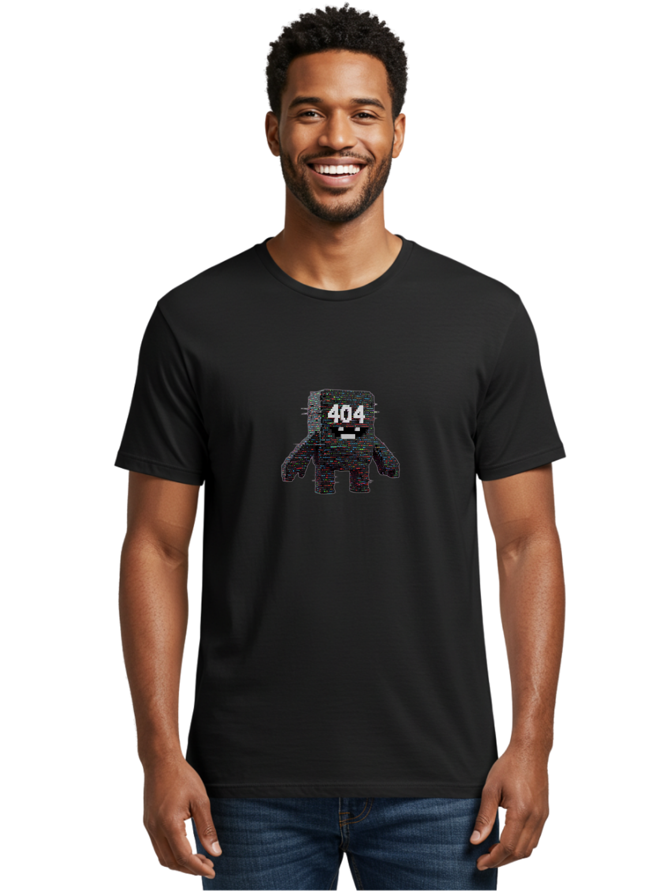 404-Error-Monster Men'S Graphic Tee, 100% Cotton, Comfortable Casual Summer Wear, Machine Washable, Glitchy Monster, Error Message, 404, Distorted Creature, Digital Art, Pixelated Character, Creepy Figure, Faulty Code, Malfunctioning, Baa087 28