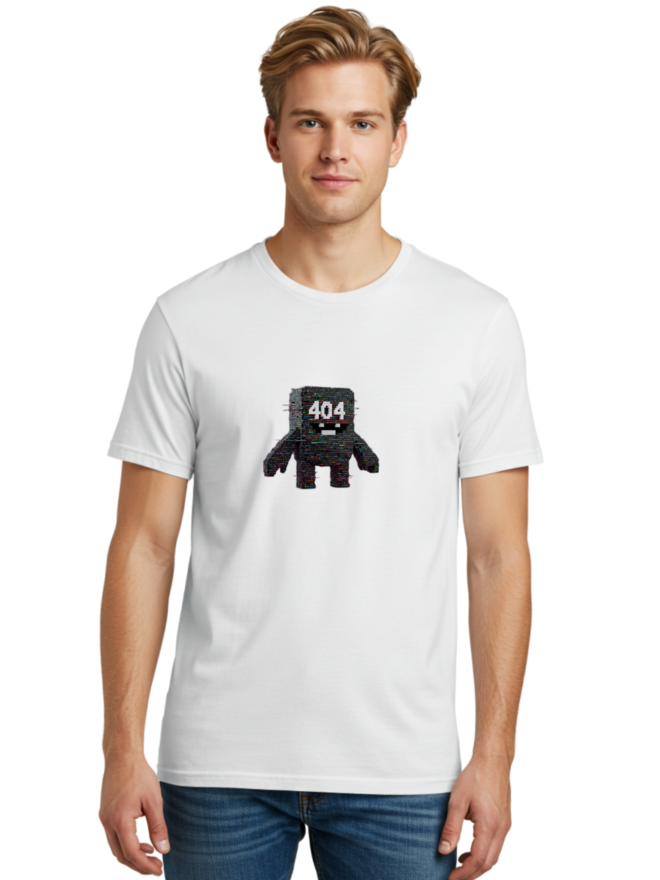 404-Error-Monster Men'S Graphic Tee, 100% Cotton, Comfortable Casual Summer Wear, Machine Washable, Glitchy Monster, Error Message, 404, Distorted Creature, Digital Art, Pixelated Character, Creepy Figure, Faulty Code, Malfunctioning, Baa087 10