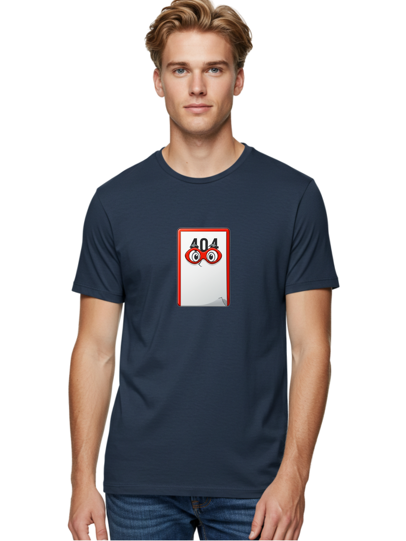 404-Error-Page-1 Men'S Graphic Tee, 100% Cotton, Comfortable Casual Summer Wear, Machine Washable, Error Page Not Found, 404 Error, Web Page Error, Page Not Found, Cartoon Illustration, Red Glasses, Website Error, Web Development Baa088