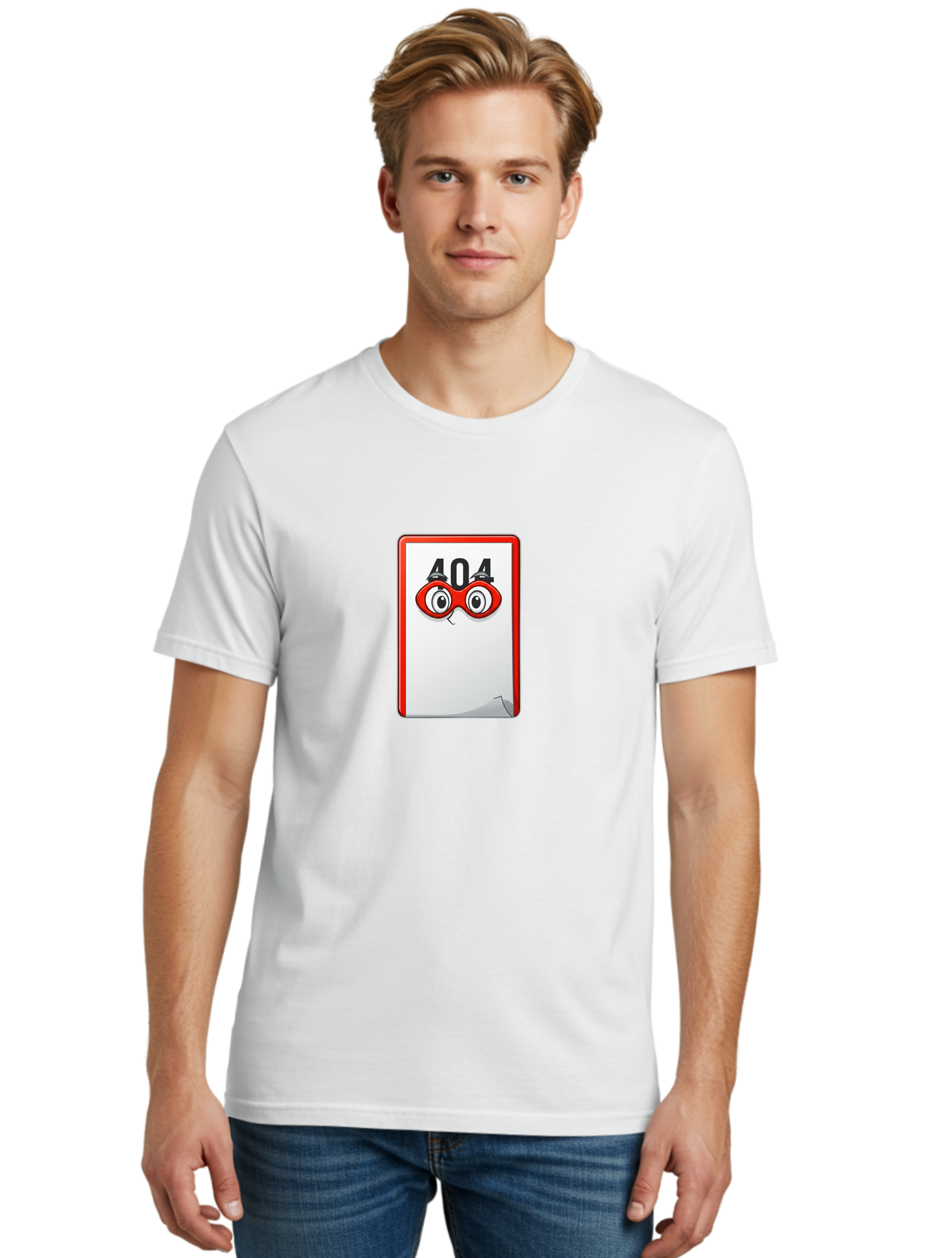 404-Error-Page-1 Men'S Graphic Tee, 100% Cotton, Comfortable Casual Summer Wear, Machine Washable, Error Page Not Found, 404 Error, Web Page Error, Page Not Found, Cartoon Illustration, Red Glasses, Website Error, Web Development Baa088 24