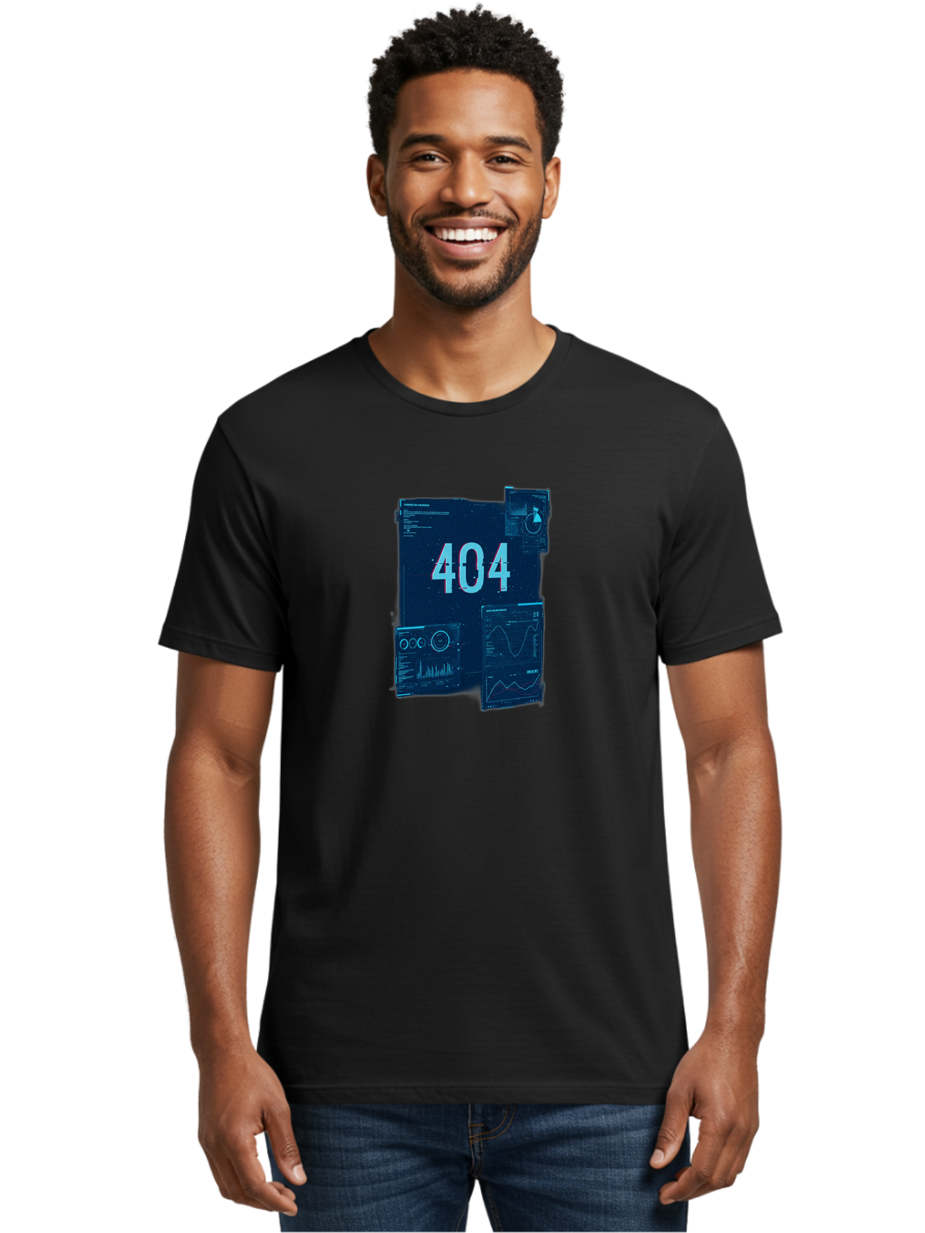 404-Error-Page Men'S Graphic Tee, 100% Cotton, Comfortable Casual Summer Wear, Machine Washable, 404 Error Page, Page Not Found, Digital Glitch, Cyberpunk Style, Futuristic Design, Error Message, Broken Link, Techno Aesthetic, Baa089 30