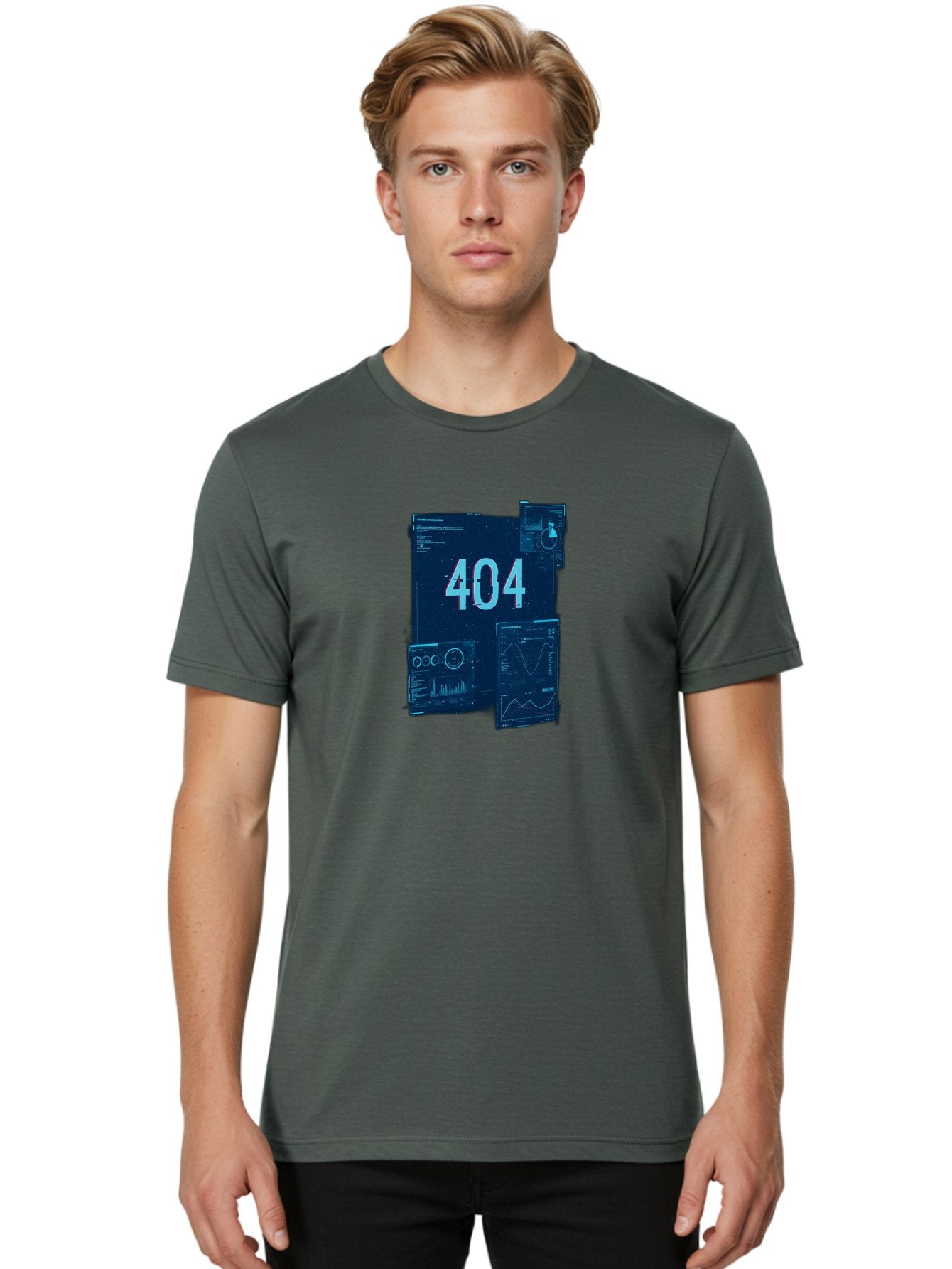 404-Error-Page Men'S Graphic Tee, 100% Cotton, Comfortable Casual Summer Wear, Machine Washable, 404 Error Page, Page Not Found, Digital Glitch, Cyberpunk Style, Futuristic Design, Error Message, Broken Link, Techno Aesthetic, Baa089 27