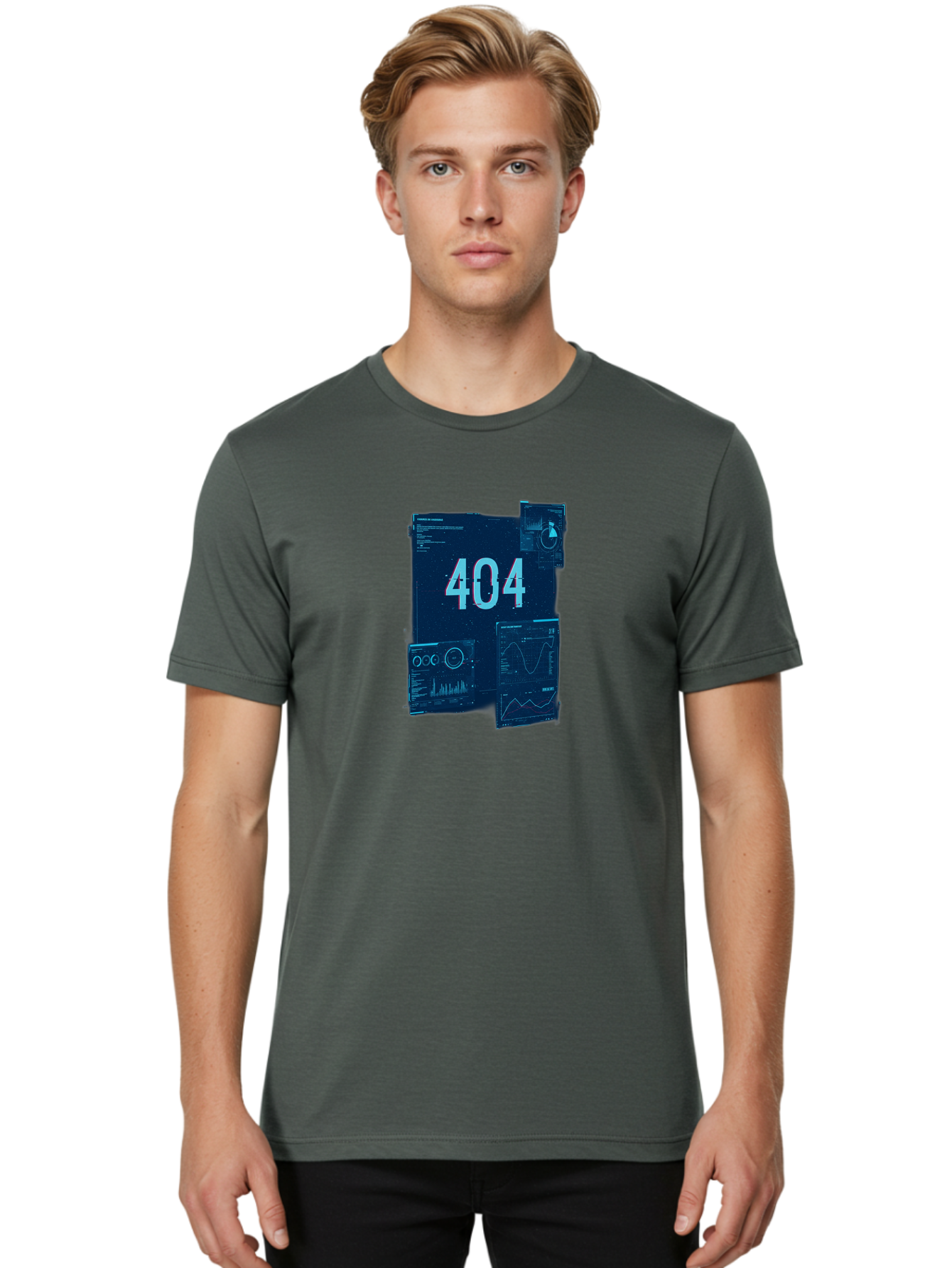 404-Error-Page Men'S Graphic Tee, 100% Cotton, Comfortable Casual Summer Wear, Machine Washable, 404 Error Page, Page Not Found, Digital Glitch, Cyberpunk Style, Futuristic Design, Error Message, Broken Link, Techno Aesthetic, Baa089 8