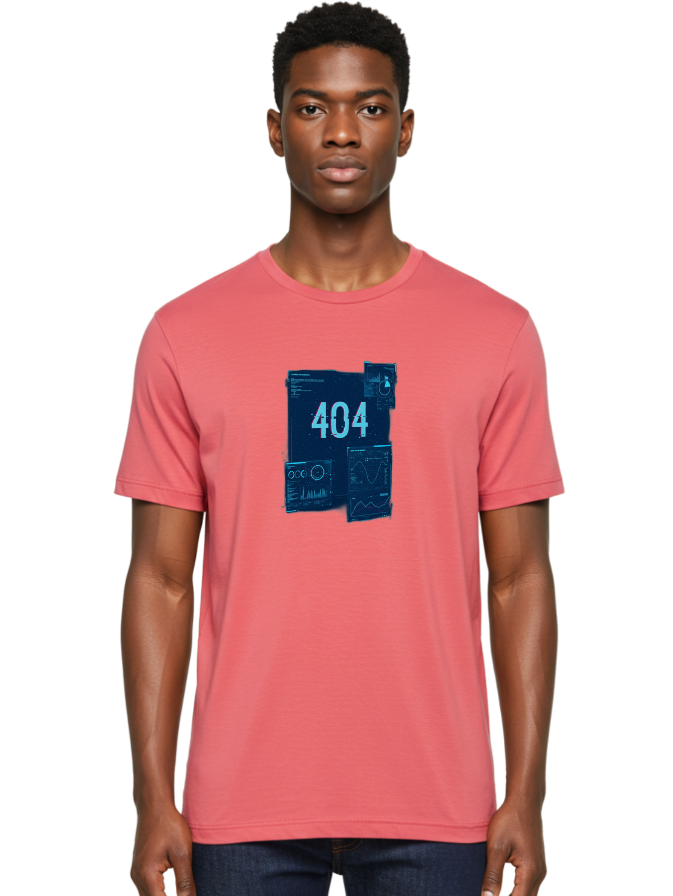 404-Error-Page Men'S Graphic Tee, 100% Cotton, Comfortable Casual Summer Wear, Machine Washable, 404 Error Page, Page Not Found, Digital Glitch, Cyberpunk Style, Futuristic Design, Error Message, Broken Link, Techno Aesthetic, Baa089 26
