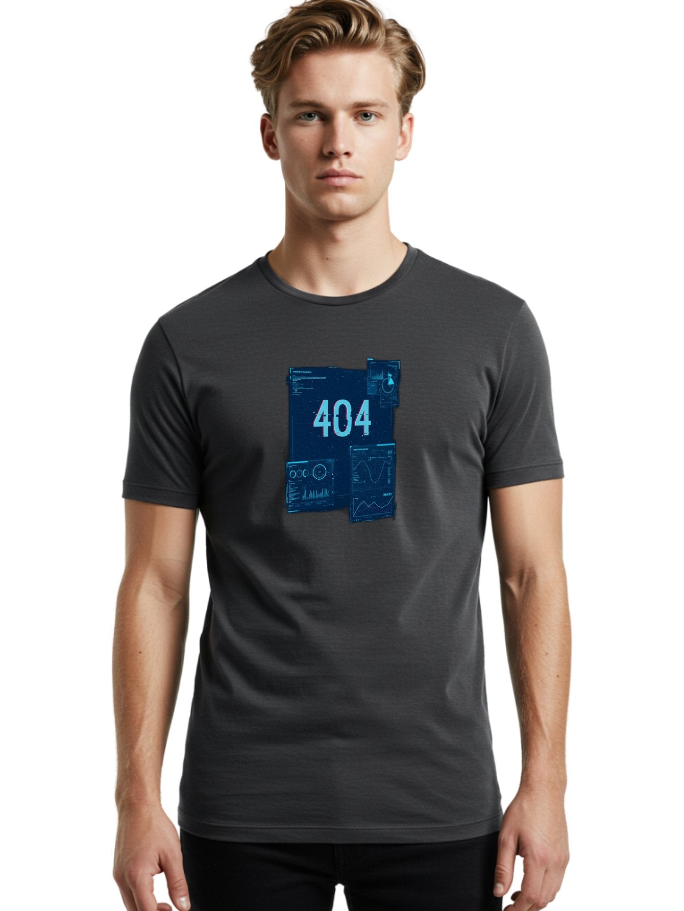 404-Error-Page Men'S Graphic Tee, 100% Cotton, Comfortable Casual Summer Wear, Machine Washable, 404 Error Page, Page Not Found, Digital Glitch, Cyberpunk Style, Futuristic Design, Error Message, Broken Link, Techno Aesthetic, Baa089 17