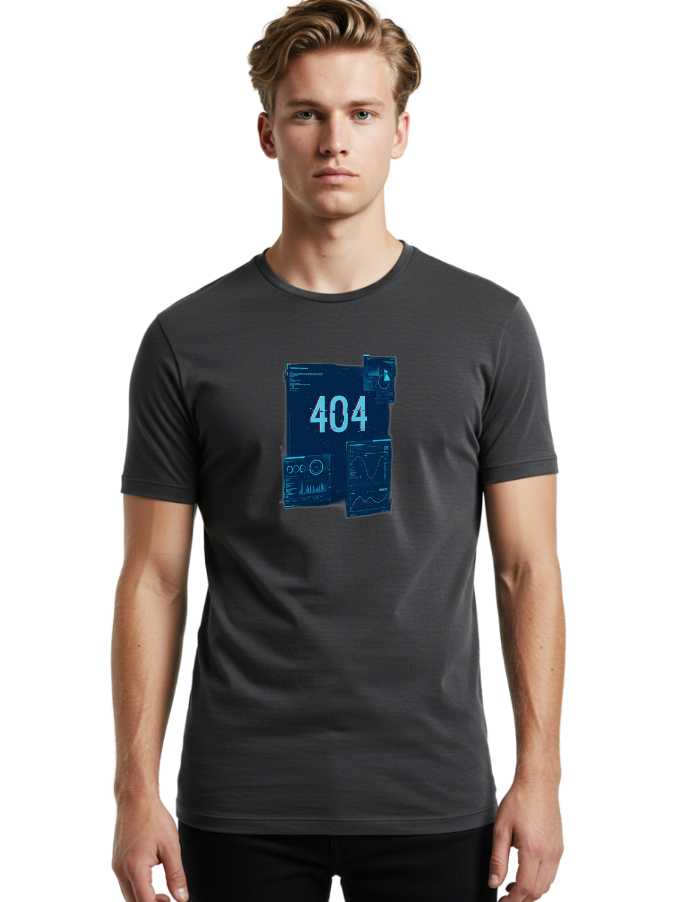 404-Error-Page Men'S Graphic Tee, 100% Cotton, Comfortable Casual Summer Wear, Machine Washable, 404 Error Page, Page Not Found, Digital Glitch, Cyberpunk Style, Futuristic Design, Error Message, Broken Link, Techno Aesthetic, Baa089 28