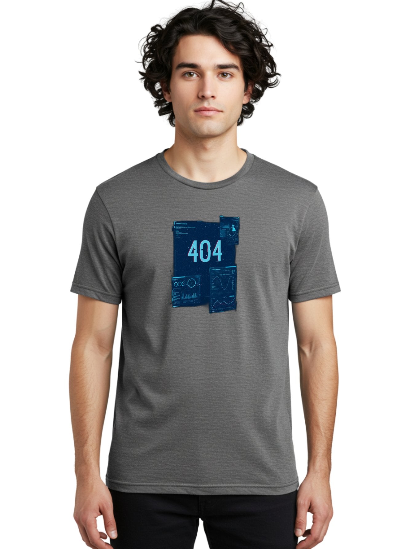 404-Error-Page Men'S Graphic Tee, 100% Cotton, Comfortable Casual Summer Wear, Machine Washable, 404 Error Page, Page Not Found, Digital Glitch, Cyberpunk Style, Futuristic Design, Error Message, Broken Link, Techno Aesthetic, Baa089 25